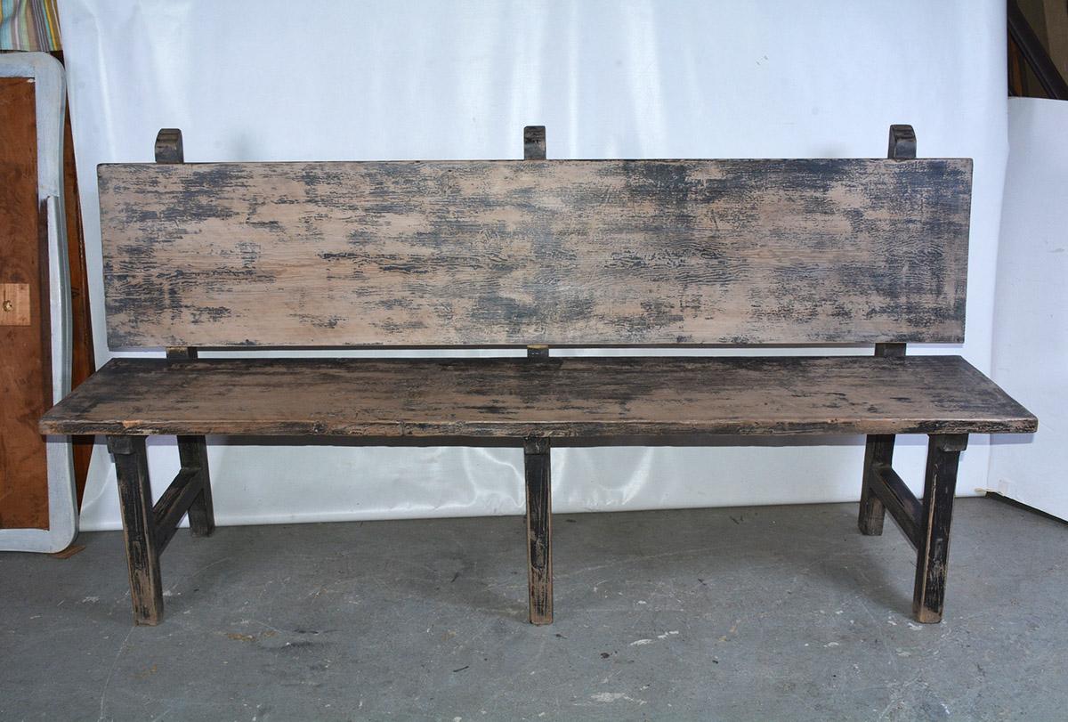 rustic bench with back