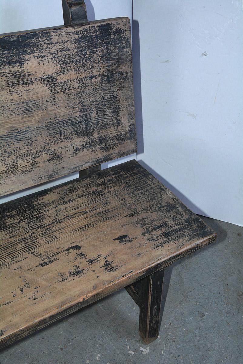 rustic farmhouse bench with back