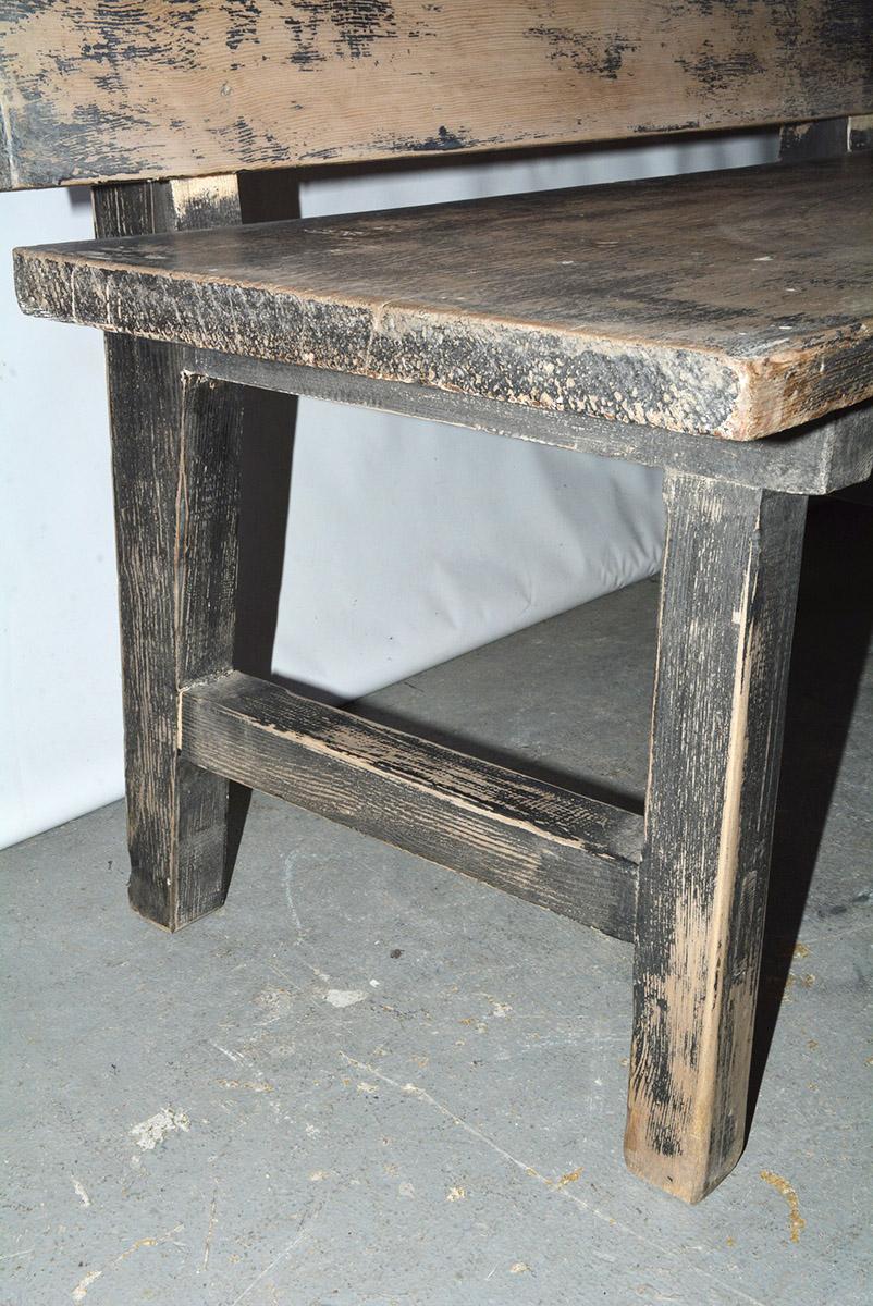Asian Vintage Rustic Farm Bench with Back