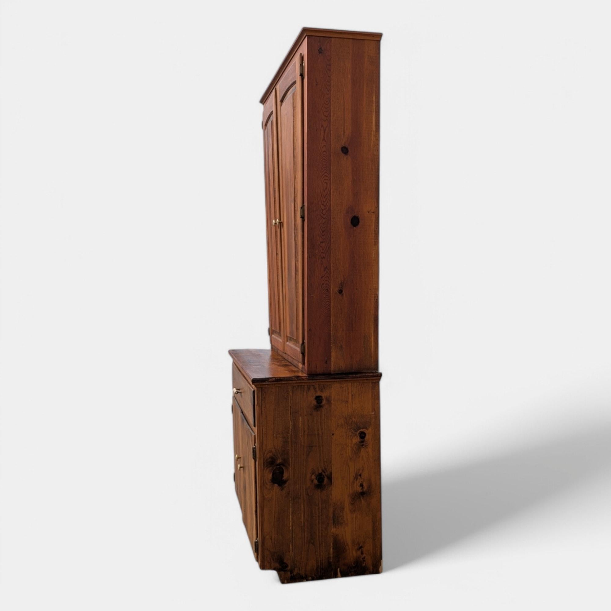 20th Century Vintage Rustic Farmhouse Cupboard in Solid Knotty Pine, circa 1950s For Sale