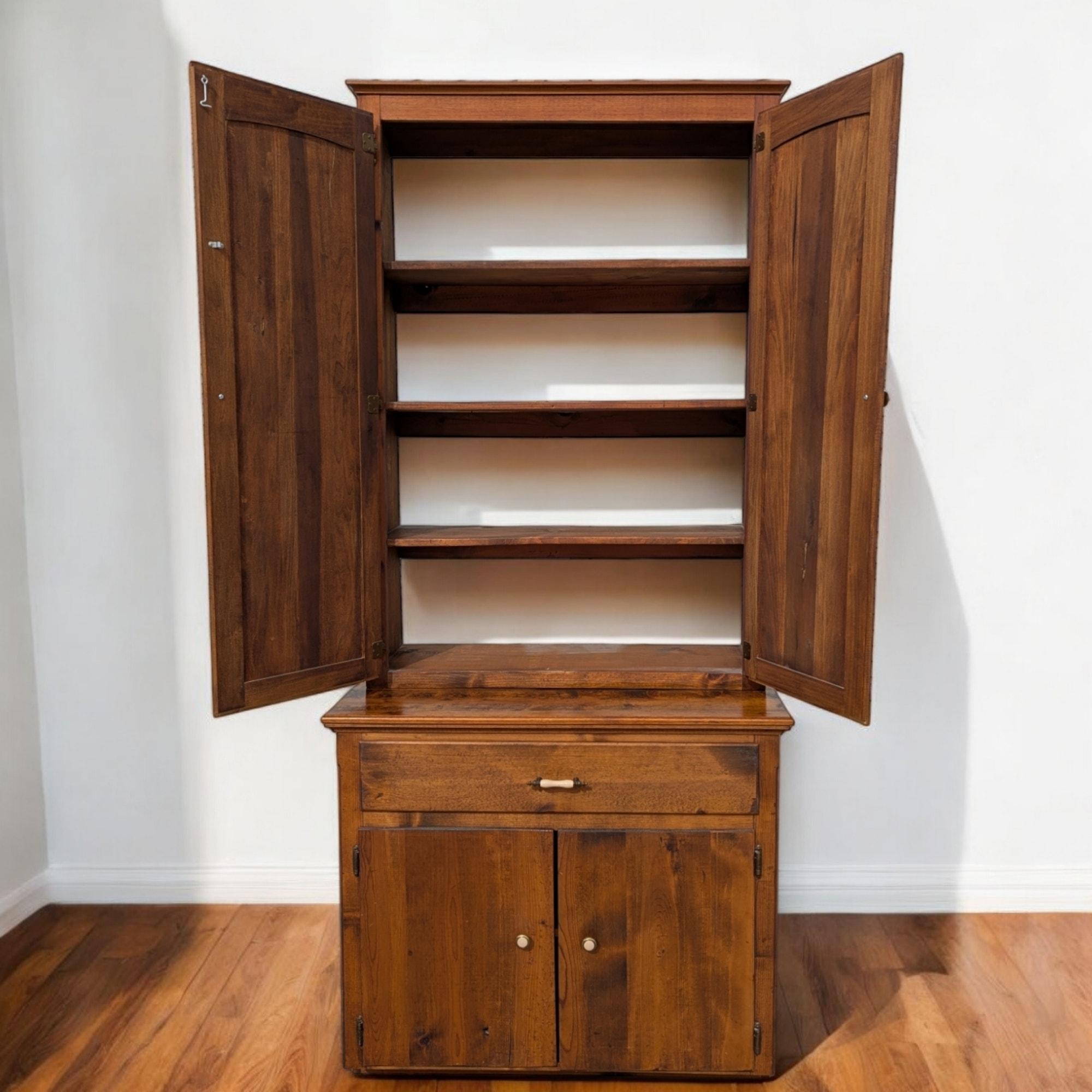 Wood Vintage Rustic Farmhouse Cupboard in Solid Knotty Pine, circa 1950s For Sale