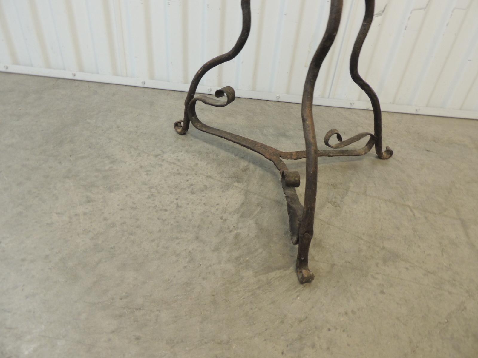 Hand-Crafted Vintage Rustic Forged Iron Tall Candelabra For Sale