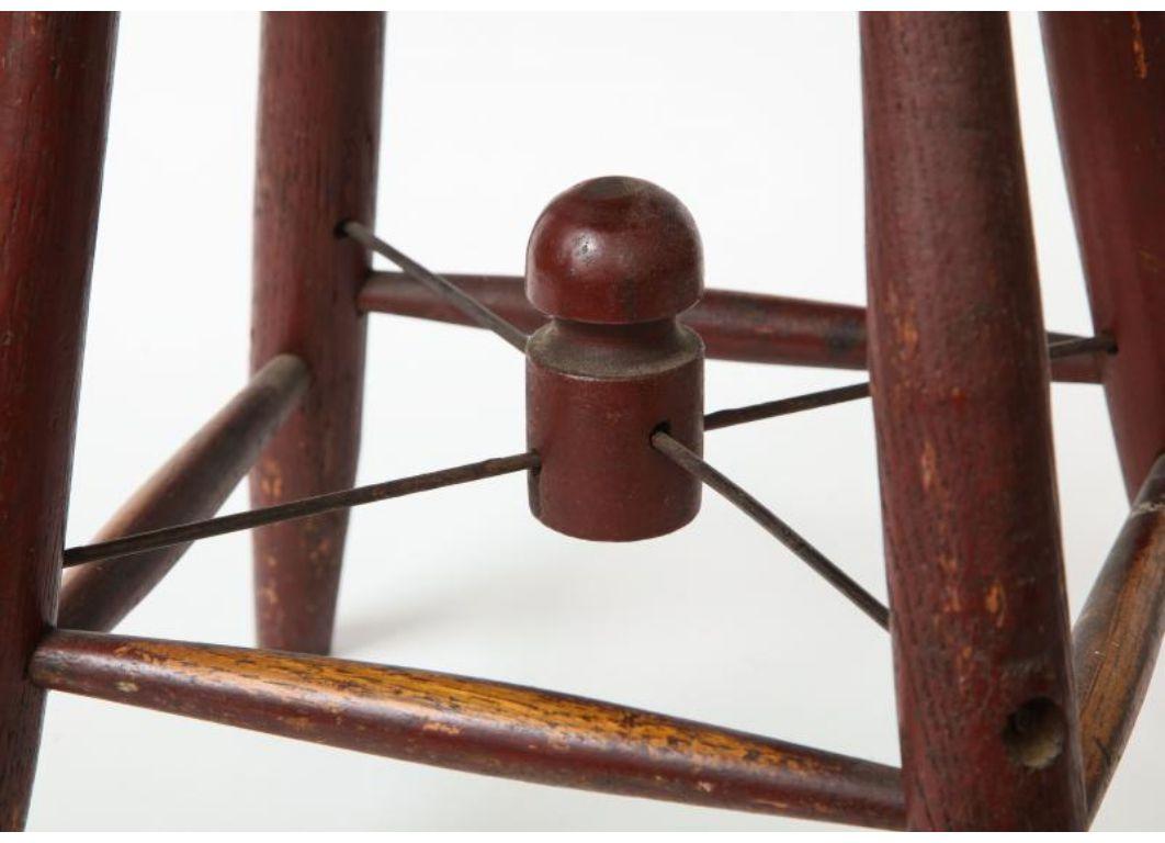 Vintage Rustic Four-Legged Maroon Stool In Good Condition For Sale In New York City, NY