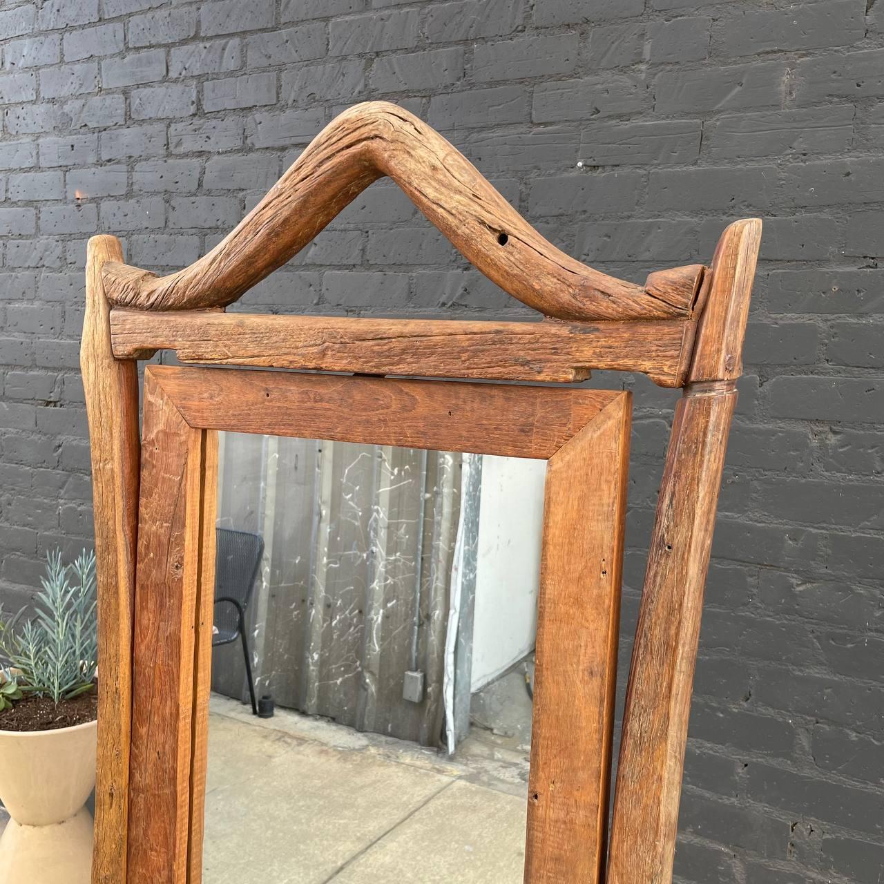 Vintage Rustic Free-Standing Wood Dressing Mirror 4