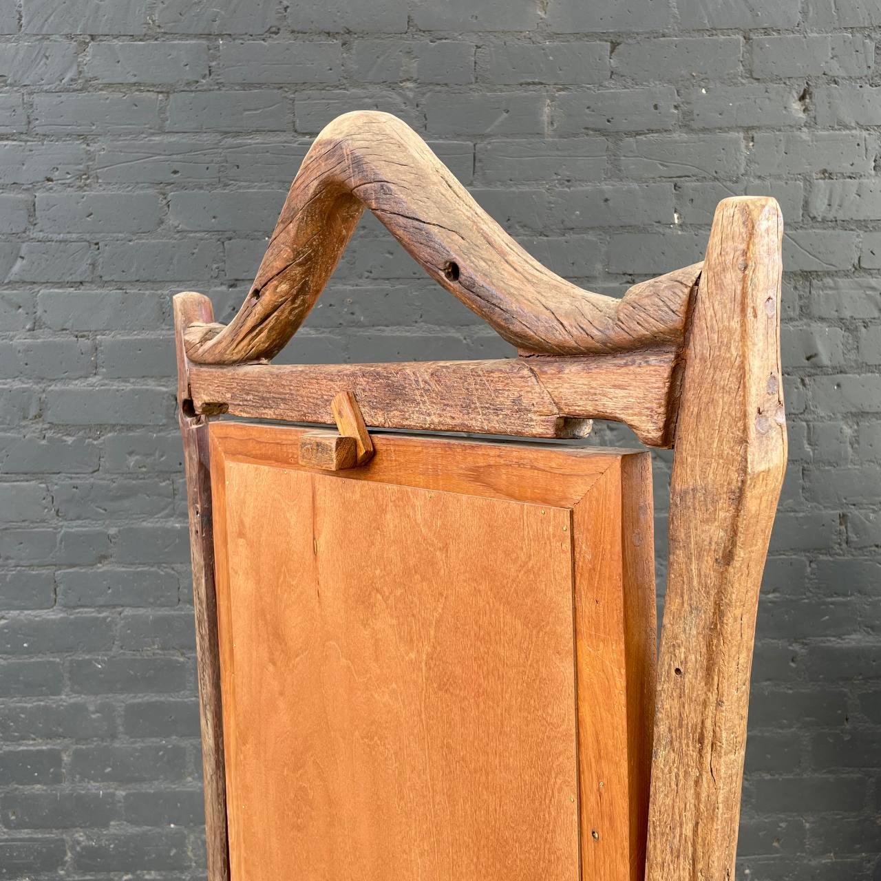Vintage Rustic Free-Standing Wood Dressing Mirror 5