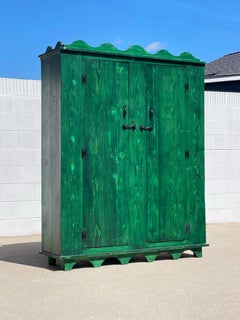 Vintage Rustic Green Armoire Cabinet