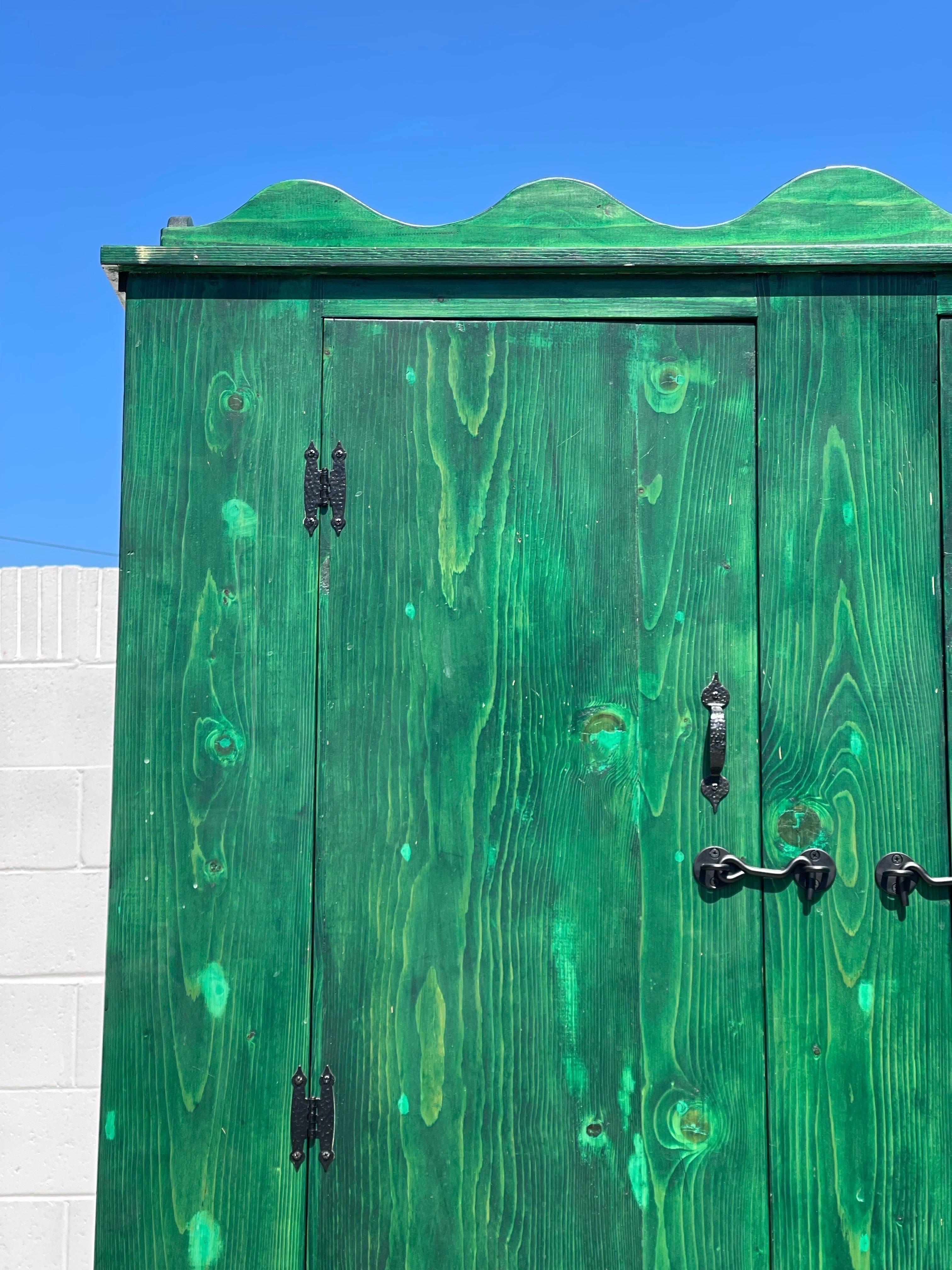 Mexican Vintage Rustic Green Armoire Cabinet 