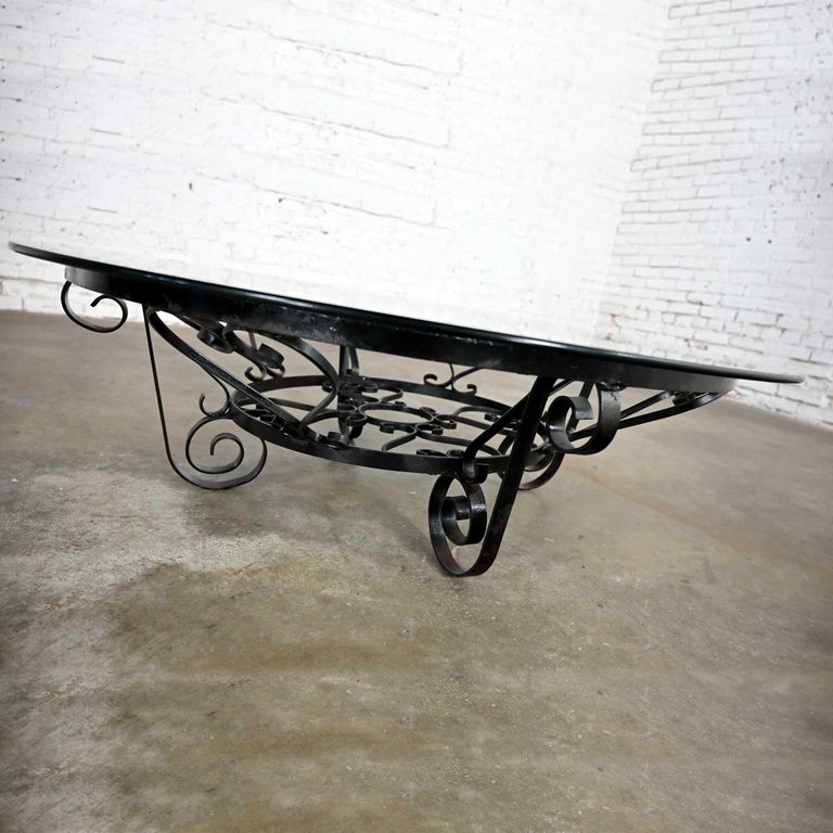 Vintage Rustic Hand Wrought Iron Round Coffee Table with Glass Top For ...