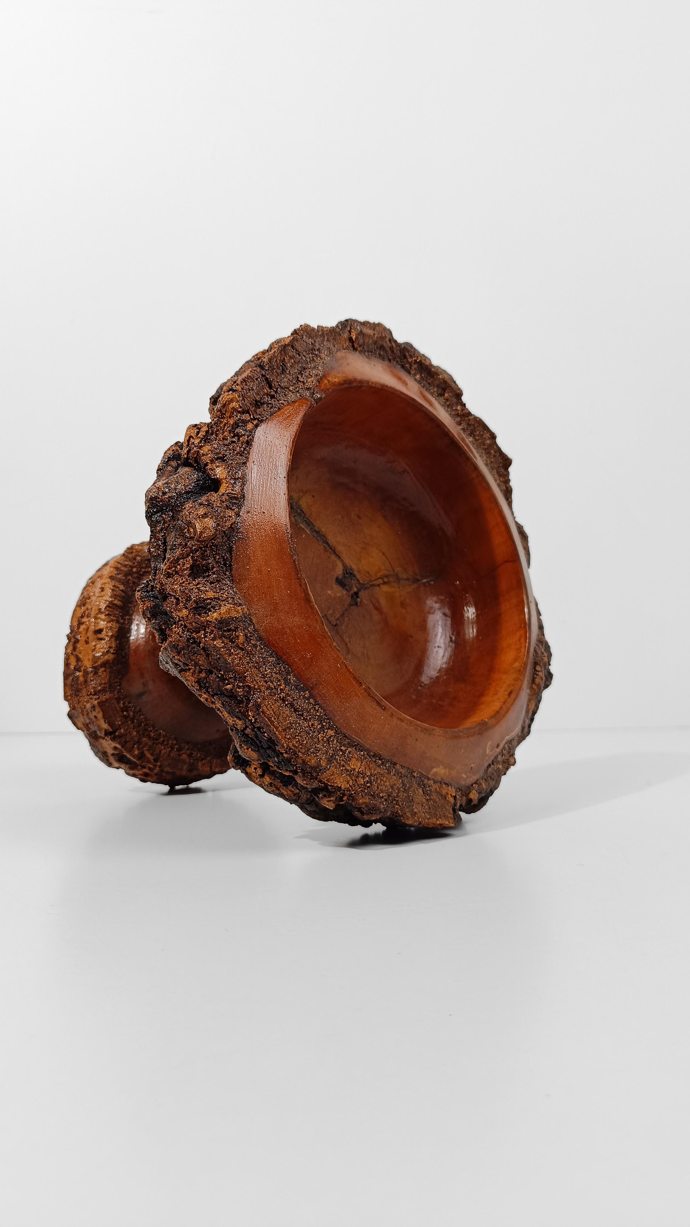 Sapin Bol à piédestal rustique vintage en bois fabriqué à la main dans le style artisanal des montagnes en vente