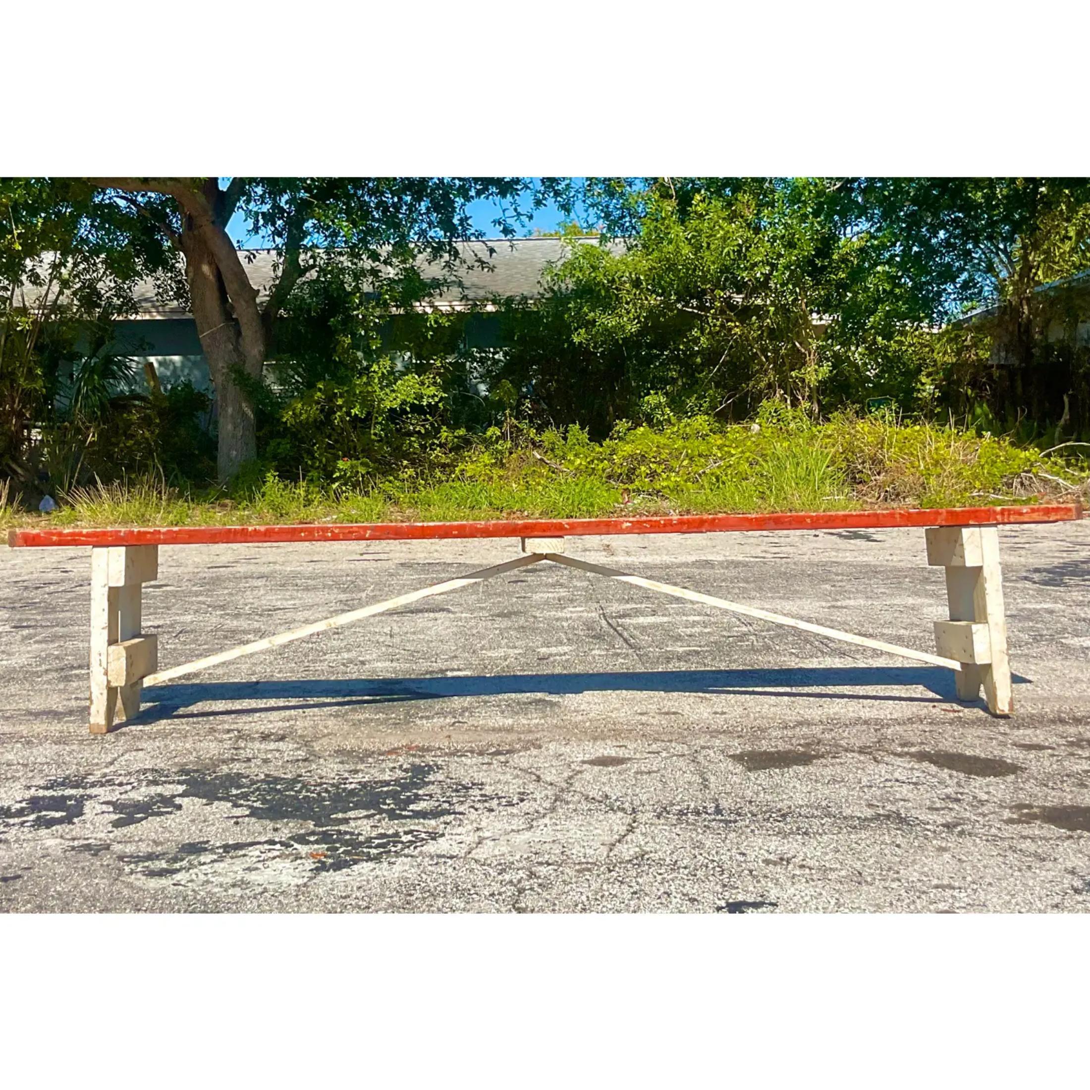 Vintage Rustic Hungarian Farmhouse Bench In Good Condition For Sale In west palm beach, FL