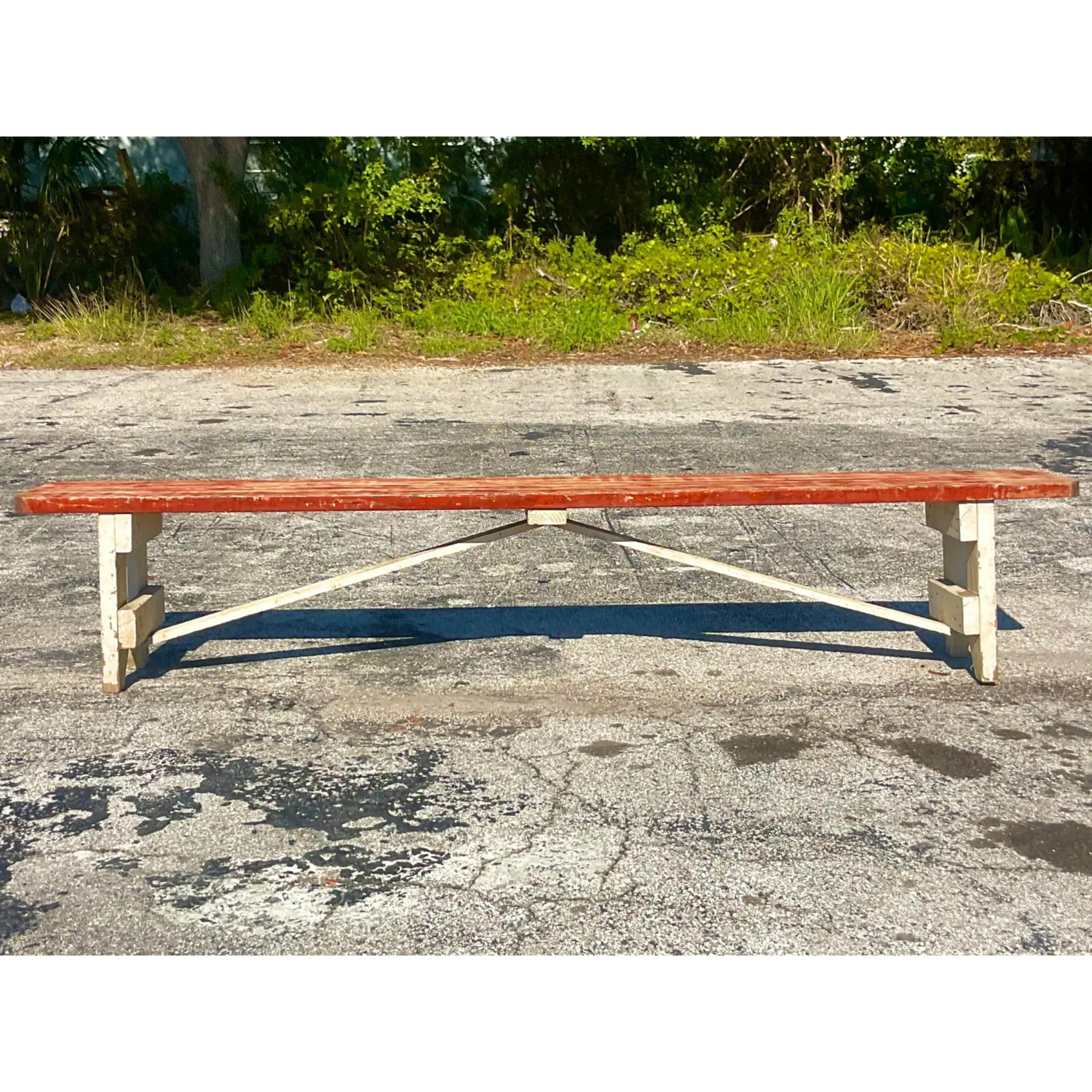 20th Century Vintage Rustic Hungarian Farmhouse Bench For Sale