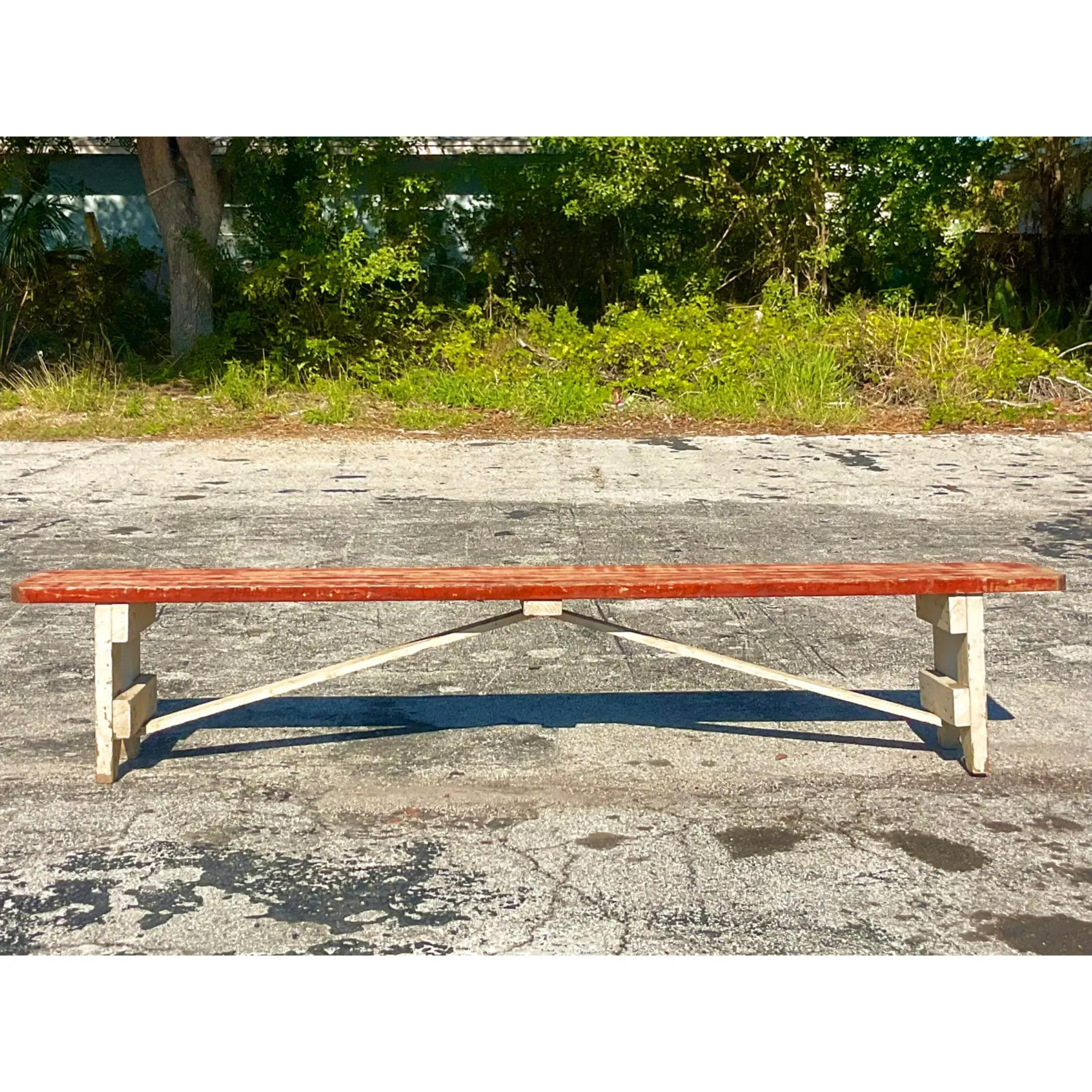 20th Century Vintage Rustic Hungarian Farmhouse Bench