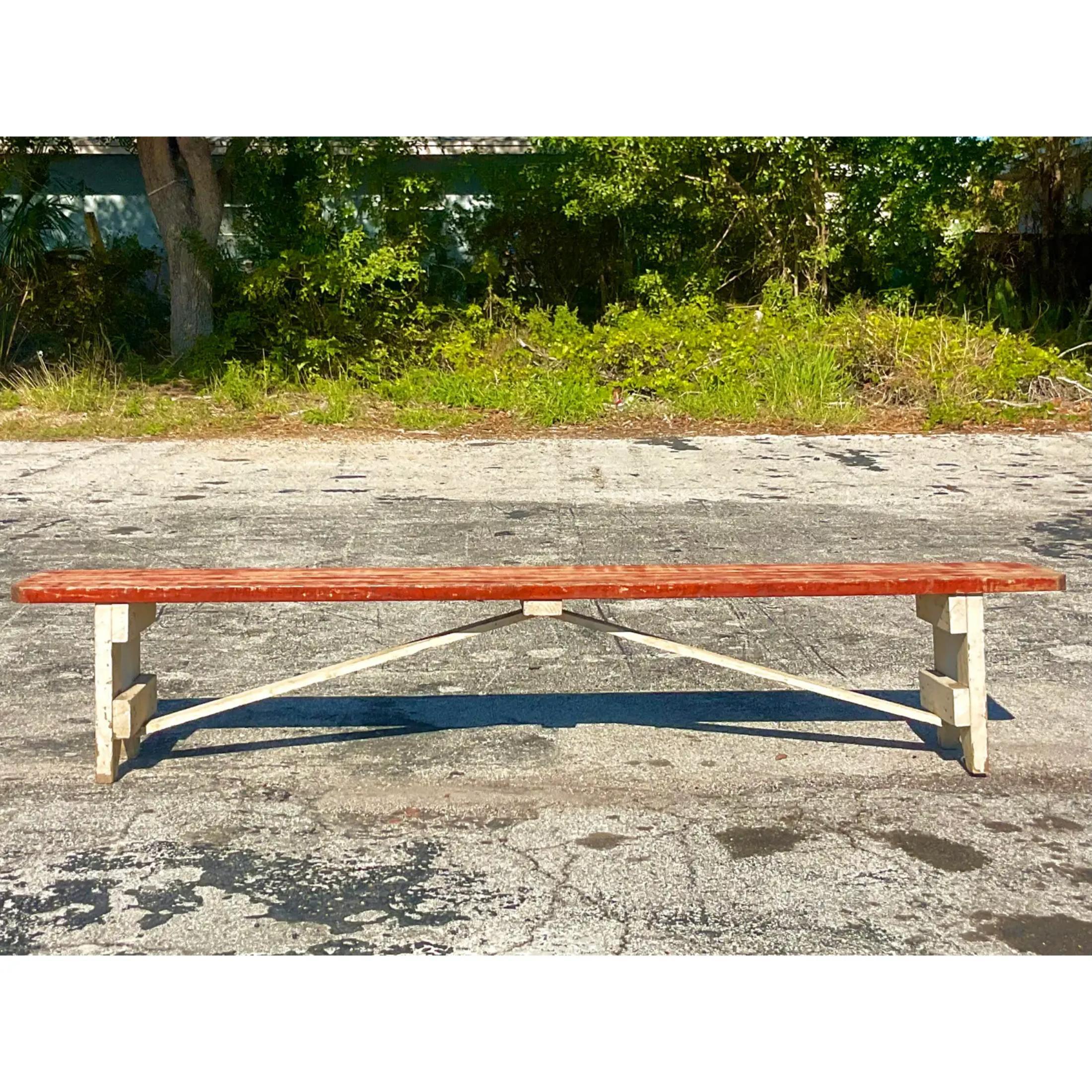 20th Century Vintage Rustic Hungarian Farmhouse Bench For Sale