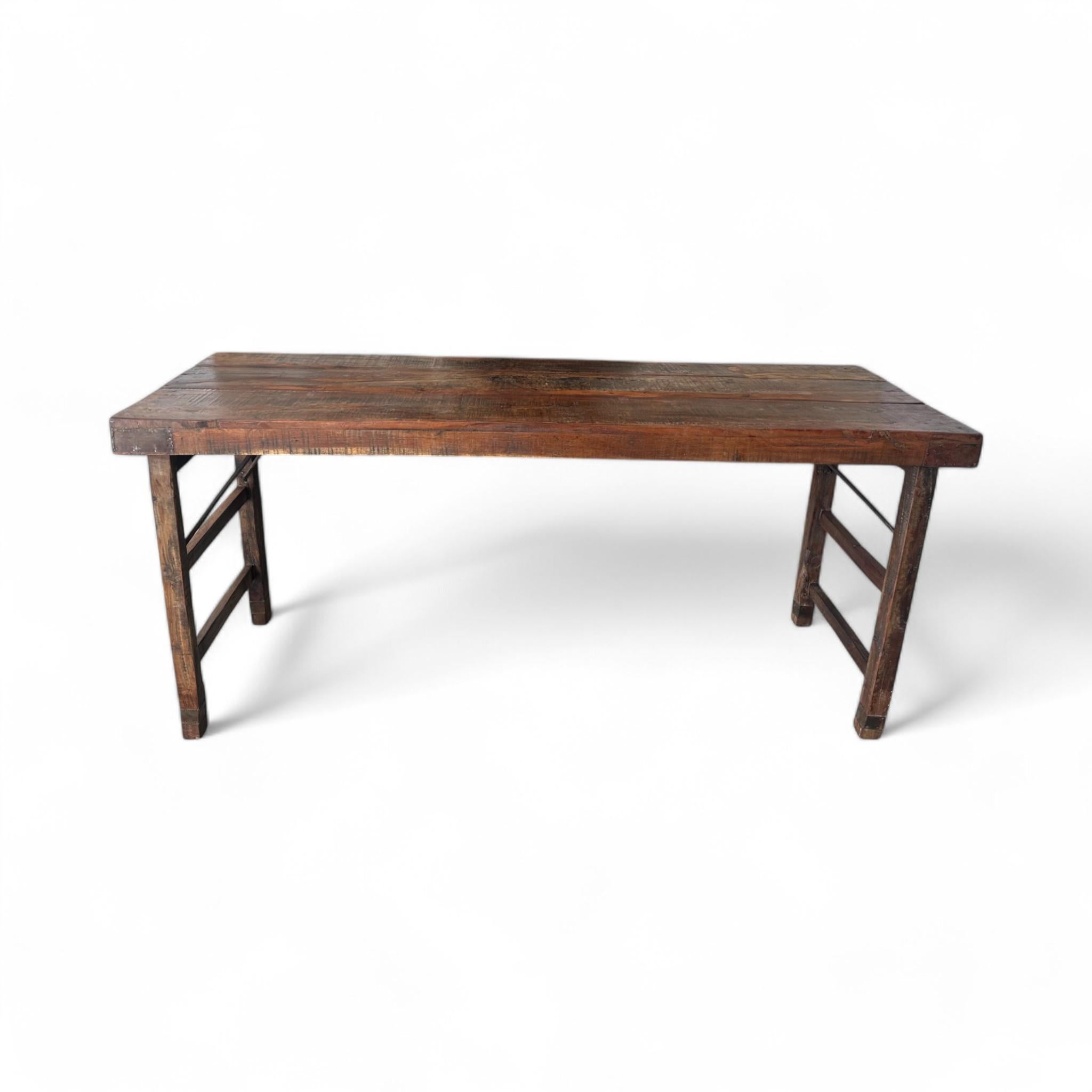 Mesa de trabajo consola plegable industrial rústica vintage siglo XX