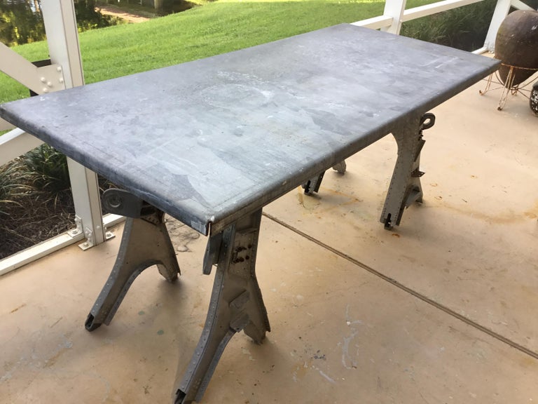 Vintage Rustic Industrial Work Table For Sale at 1stdibs