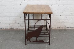 Vintage Rustic Iron & Pine "Lone Wolf" Table