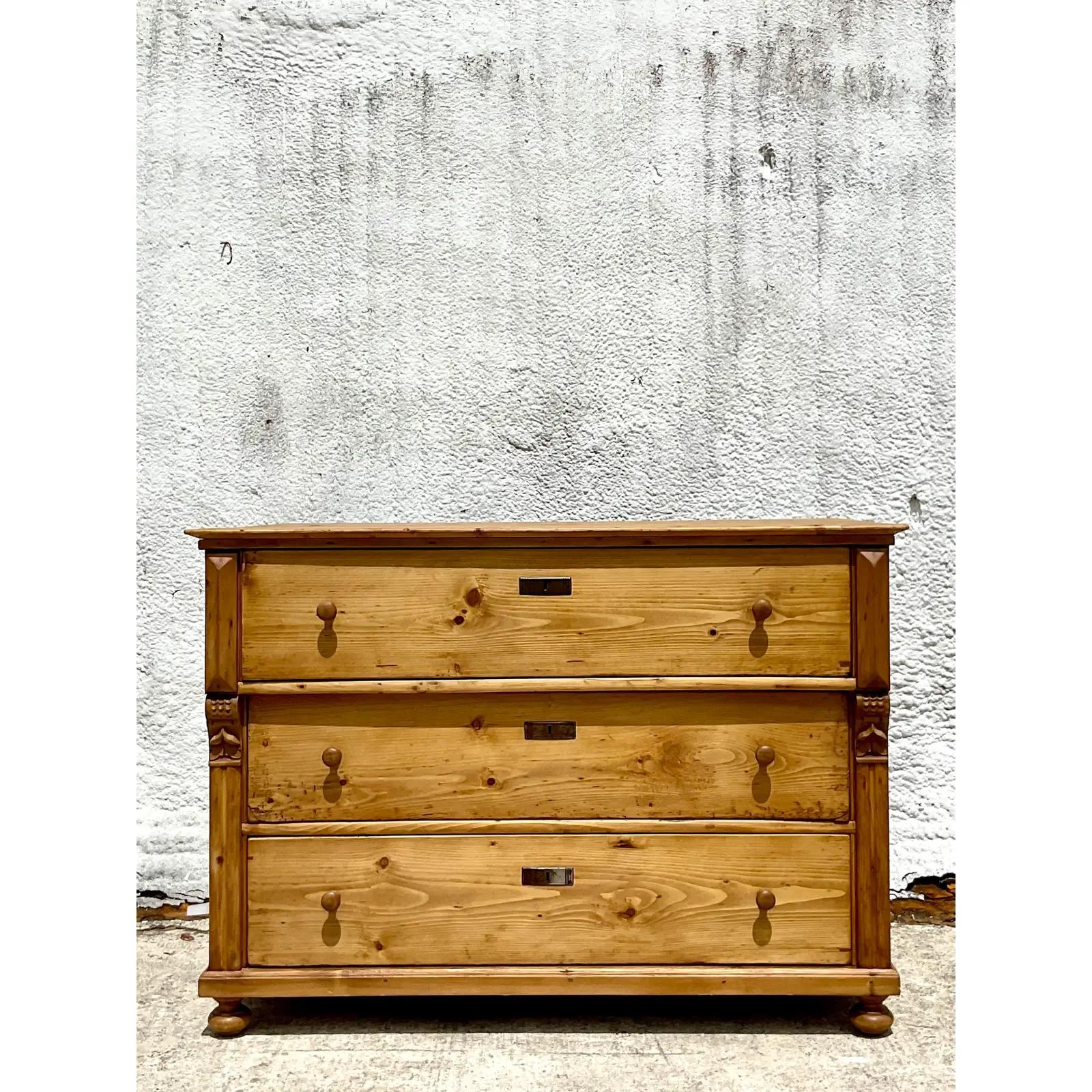 Vintage Rustic Knotty Pine Chest of Drawers For Sale 1