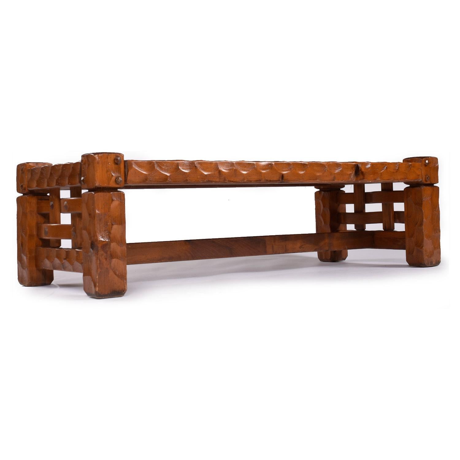 Late 20th Century Vintage Rustic Knotty Pine Coffee Table and Side Table by Null