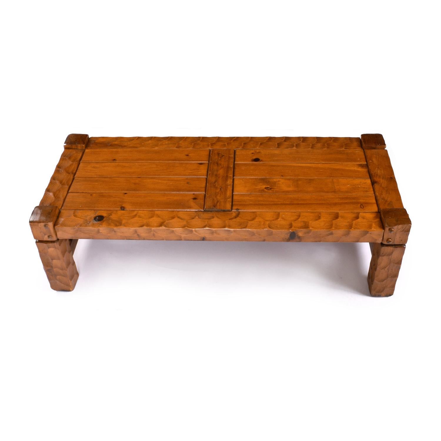 Vintage Rustic Knotty Pine Coffee Table and Side Table by Null For Sale 2