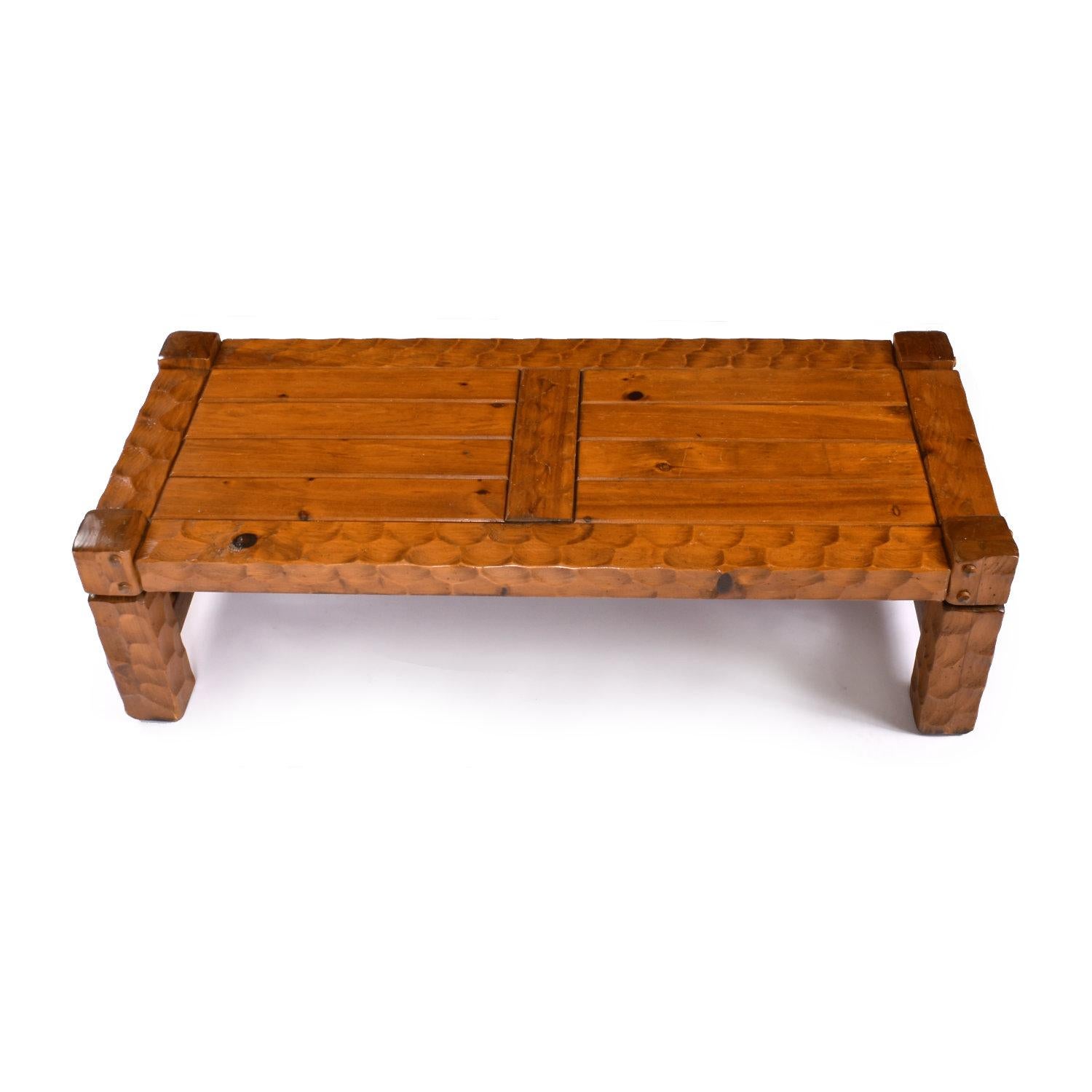 Vintage Rustic Knotty Pine Coffee Table and Side Table by Null 1