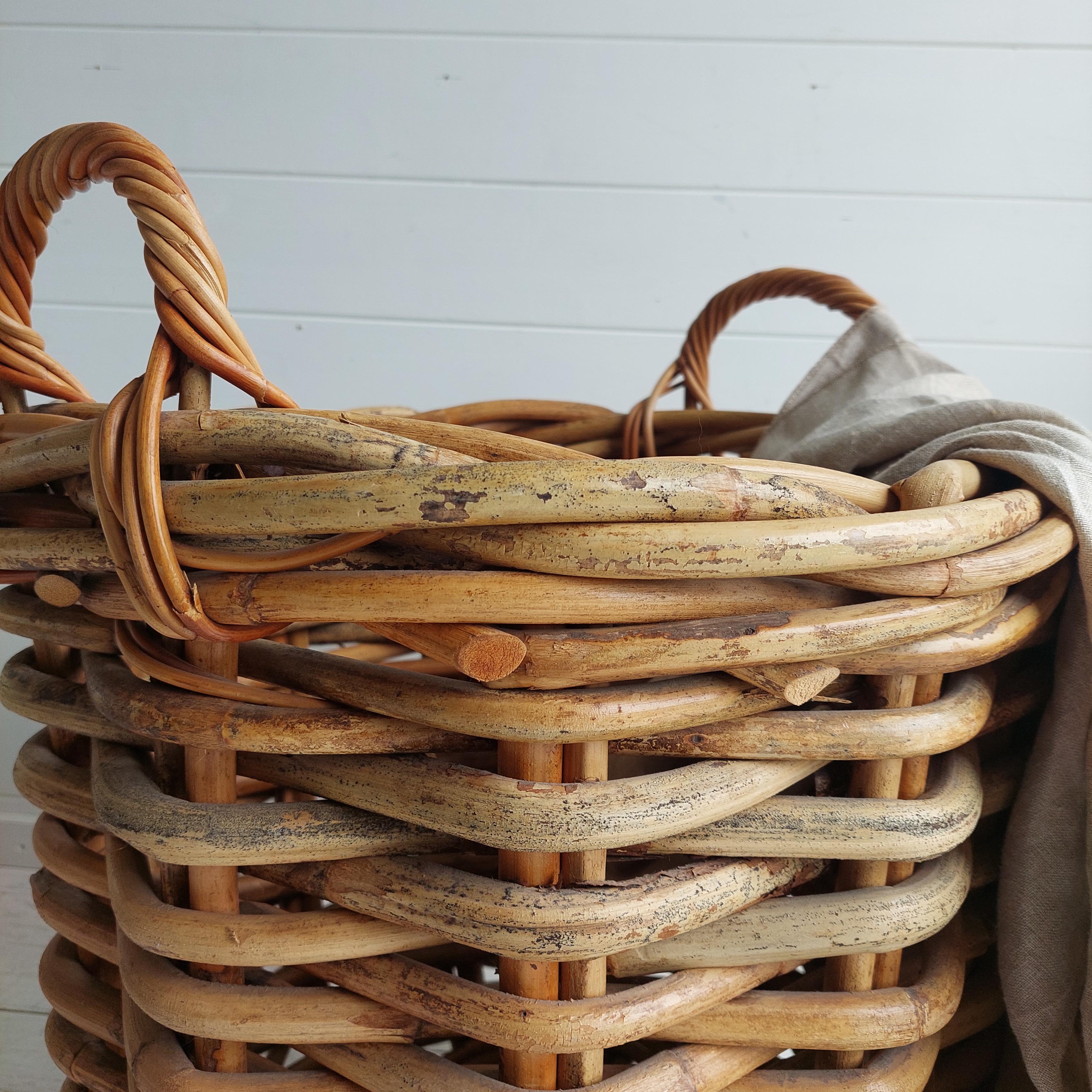Rustic Log Baskets Vintage Rustic Large Country House Wicker Log Basket Woven French at ...