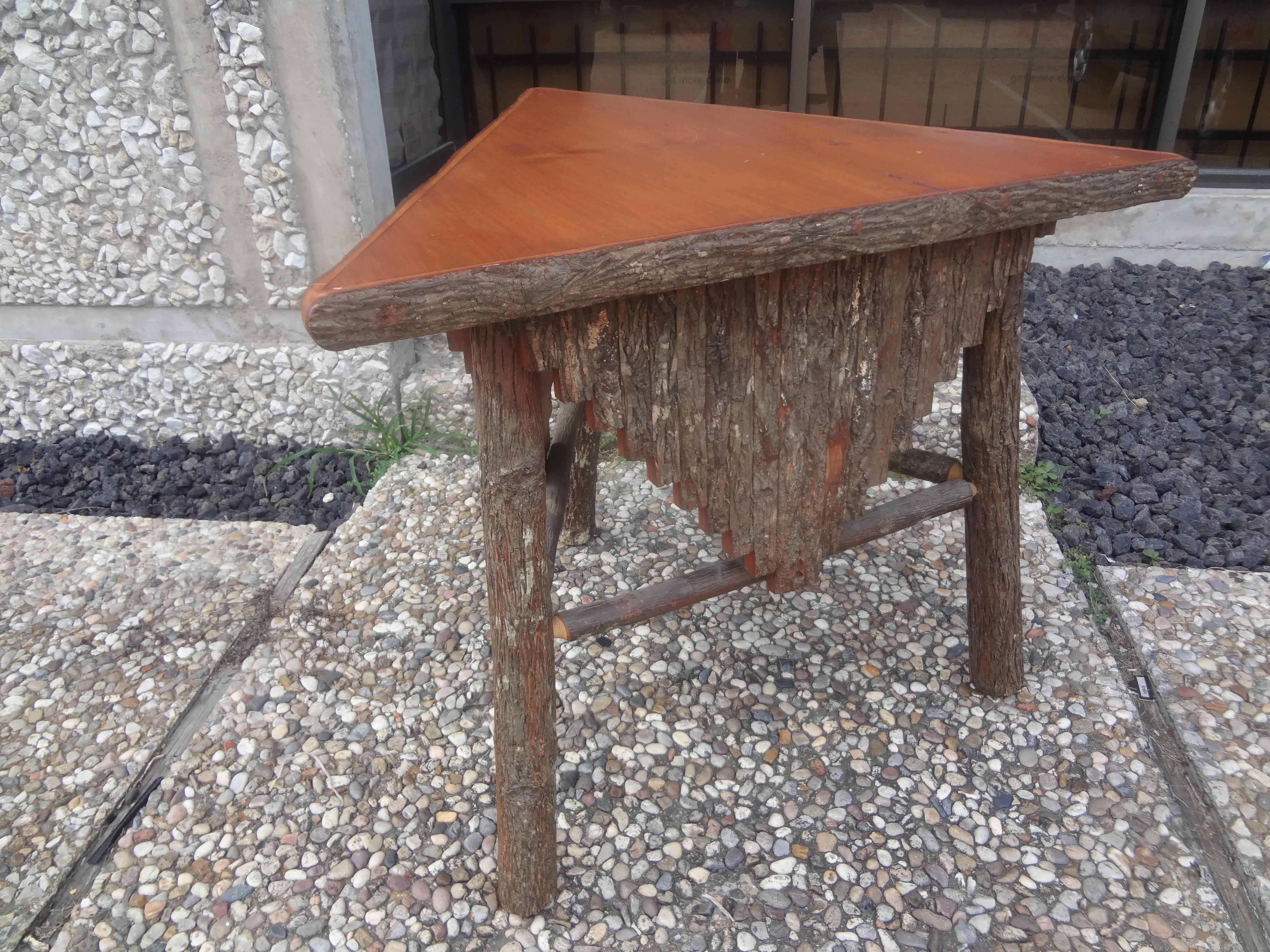 Vintage Rustic Log and Bark Table For Sale 5