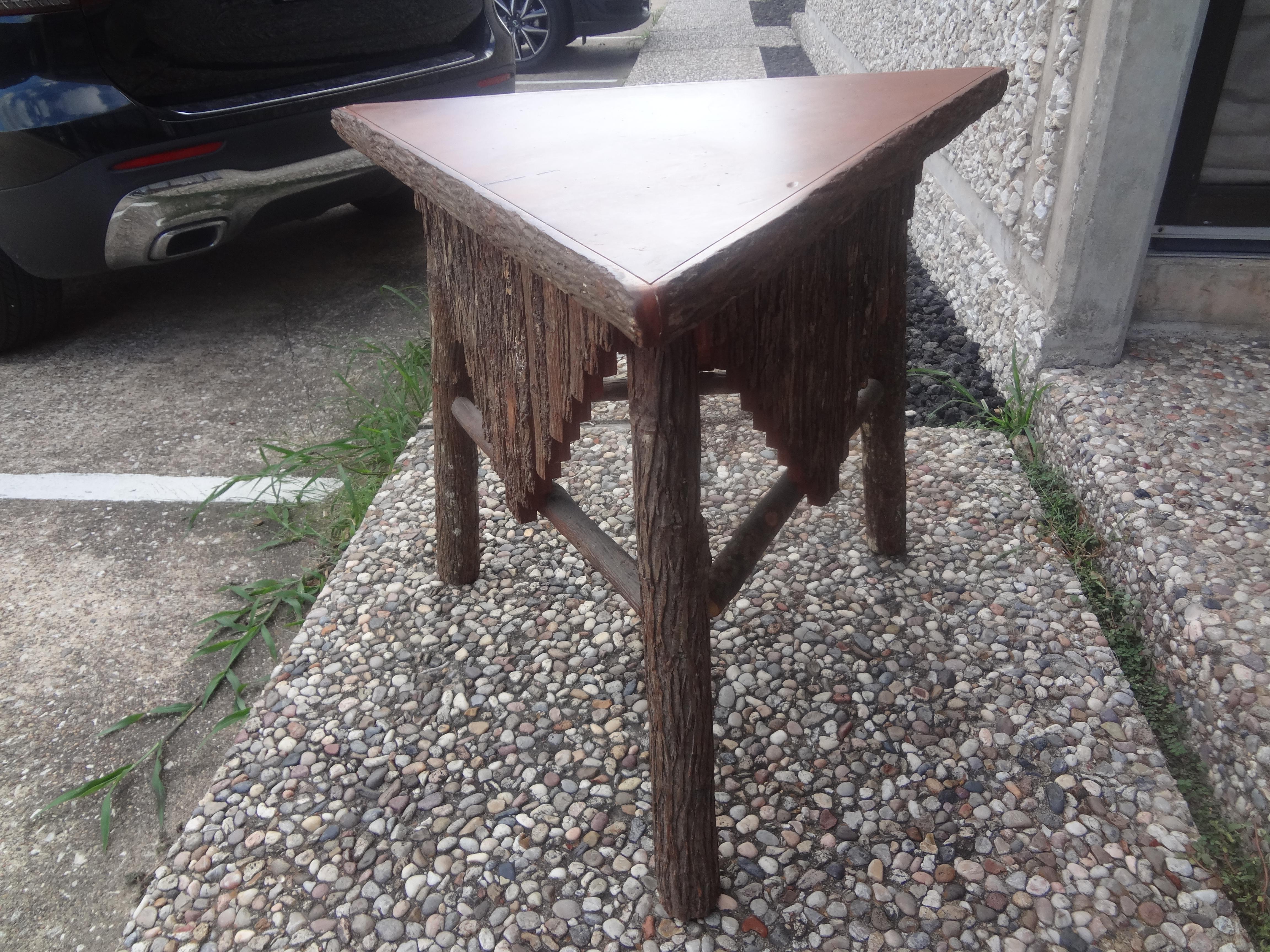 Vintage Rustic Log and Bark Table For Sale 6