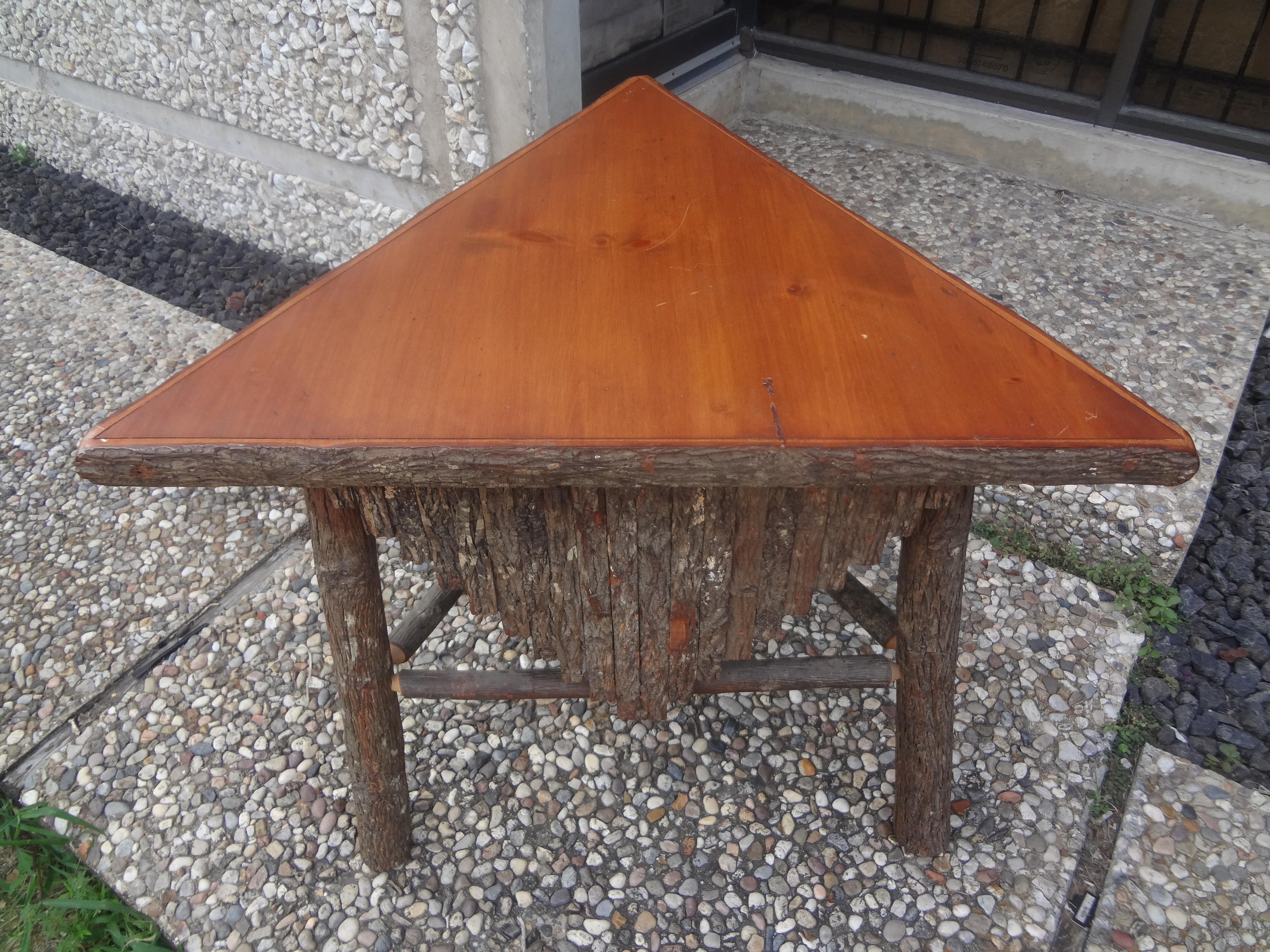 Vintage Rustic Log and Bark Table For Sale 7