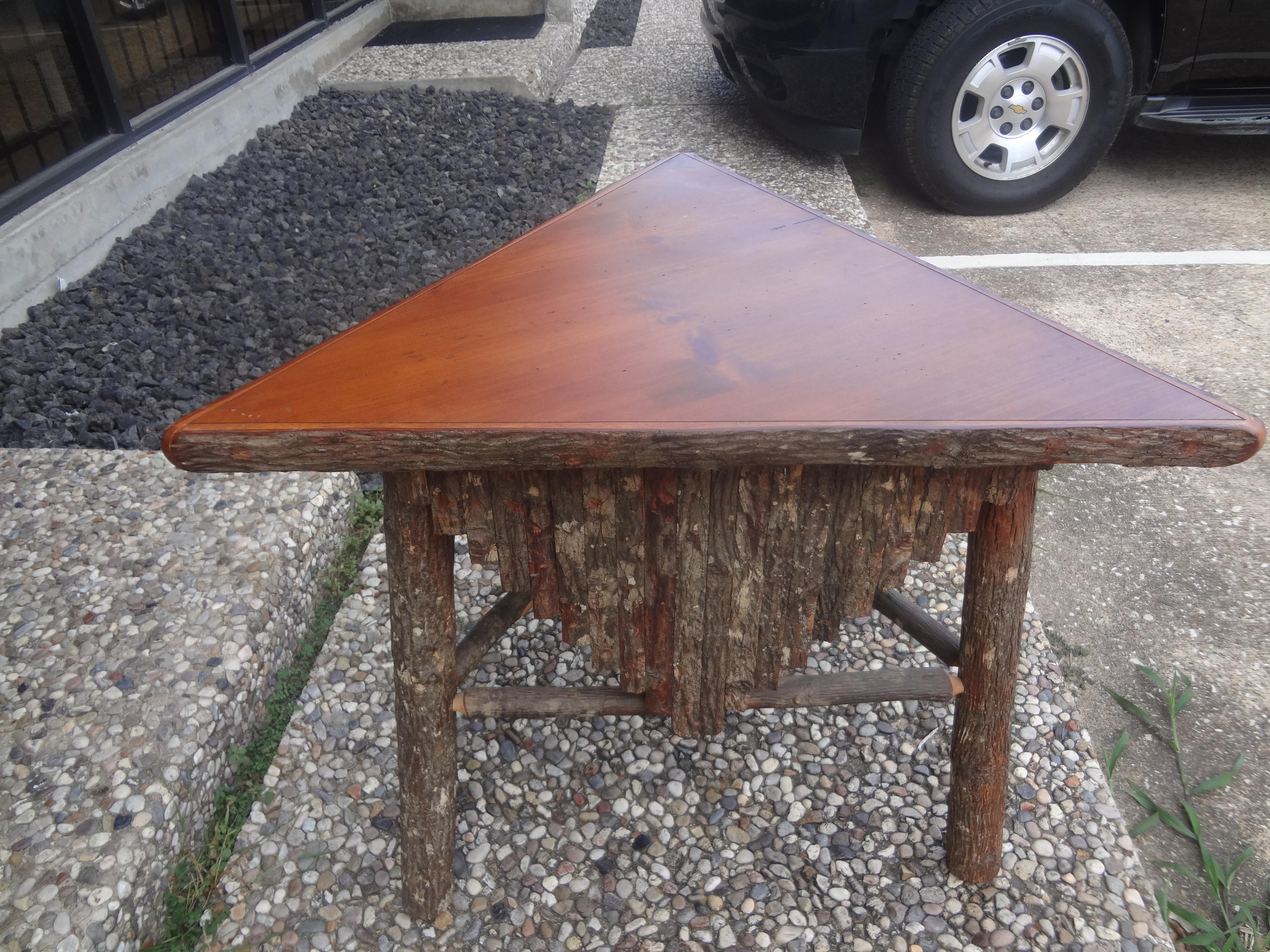 Unknown Vintage Rustic Log and Bark Table For Sale
