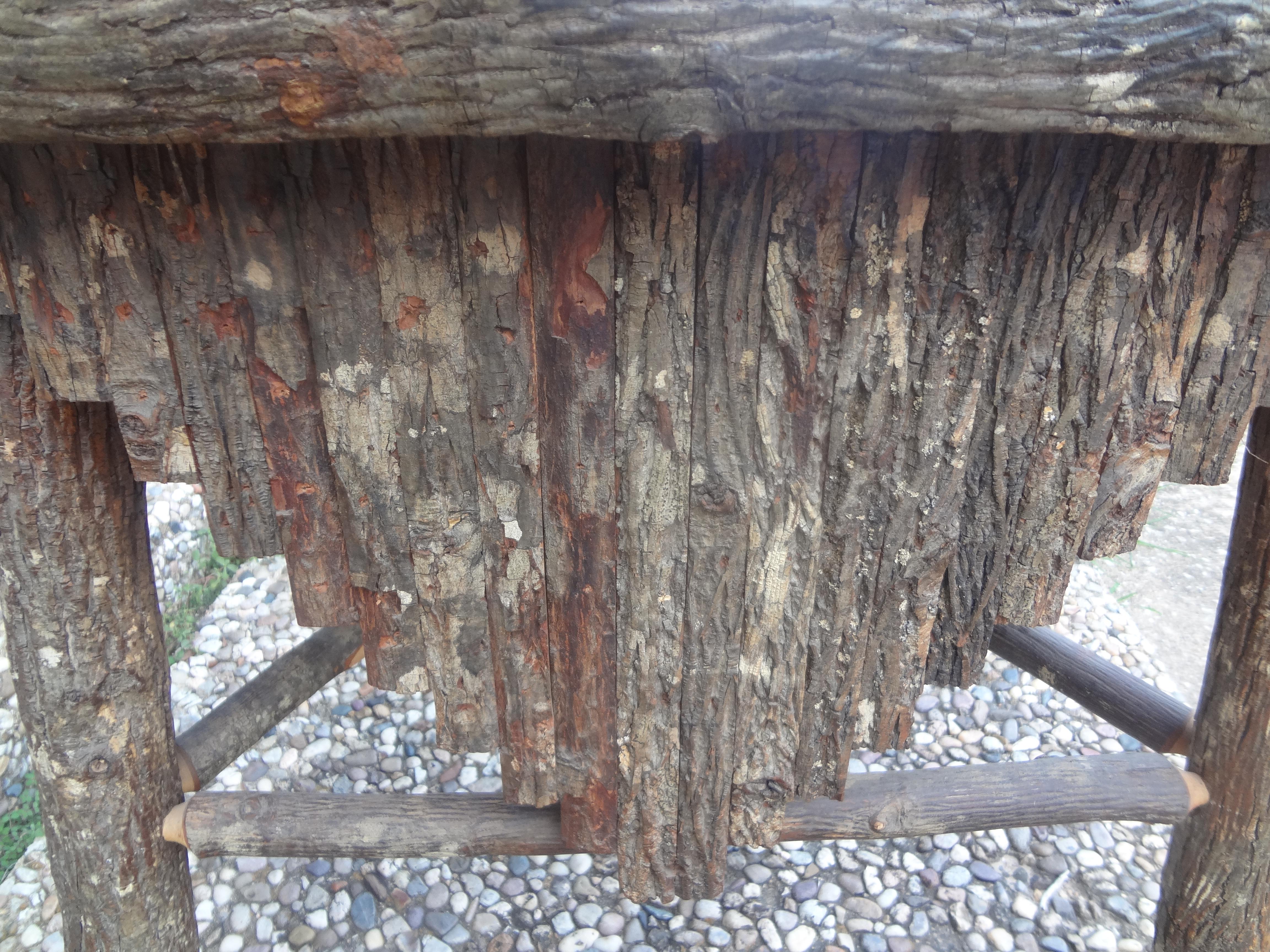 Vintage Rustic Log and Bark Table In Good Condition For Sale In Houston, TX