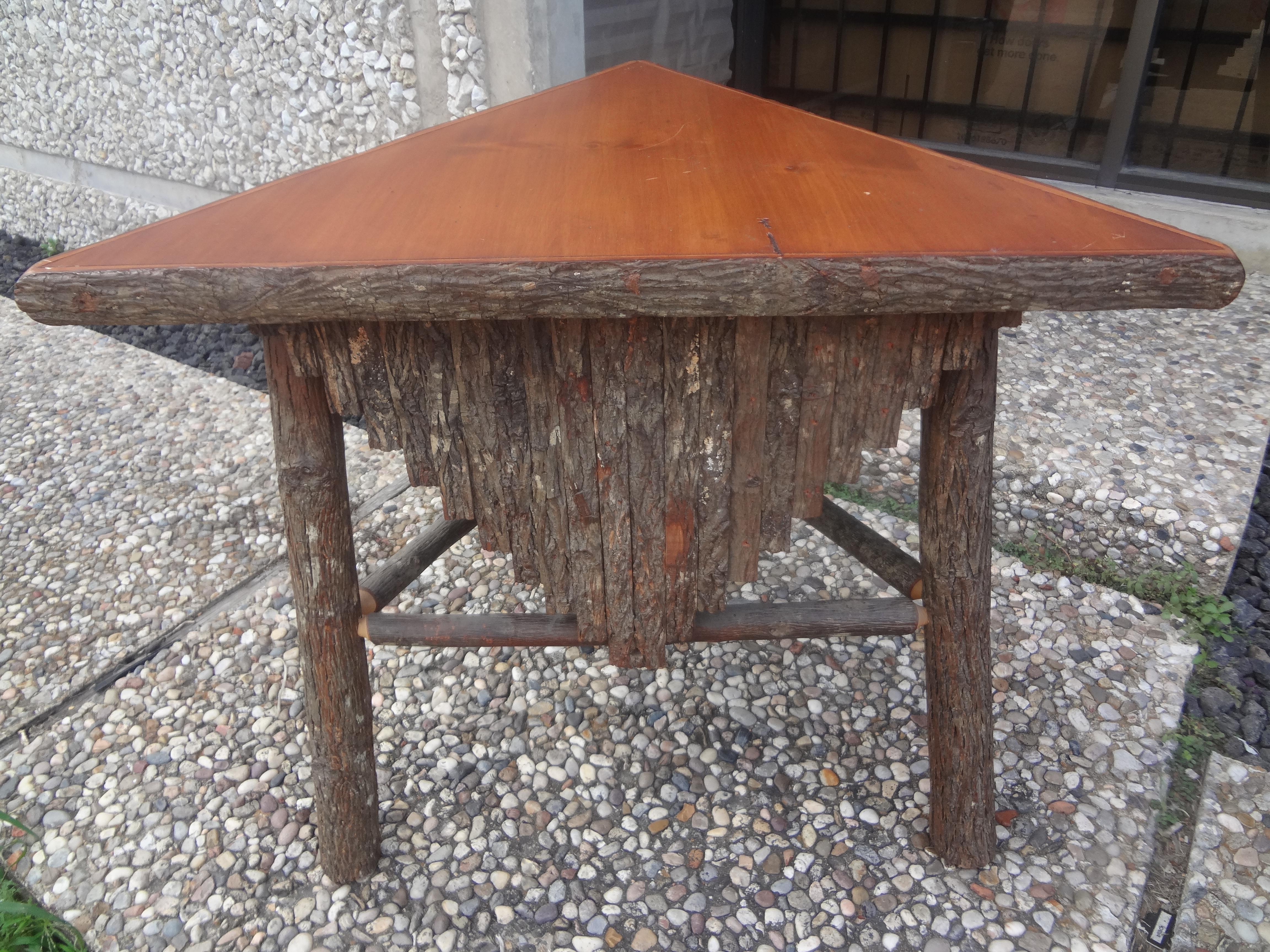 Vintage Rustic Log and Bark Table For Sale 1