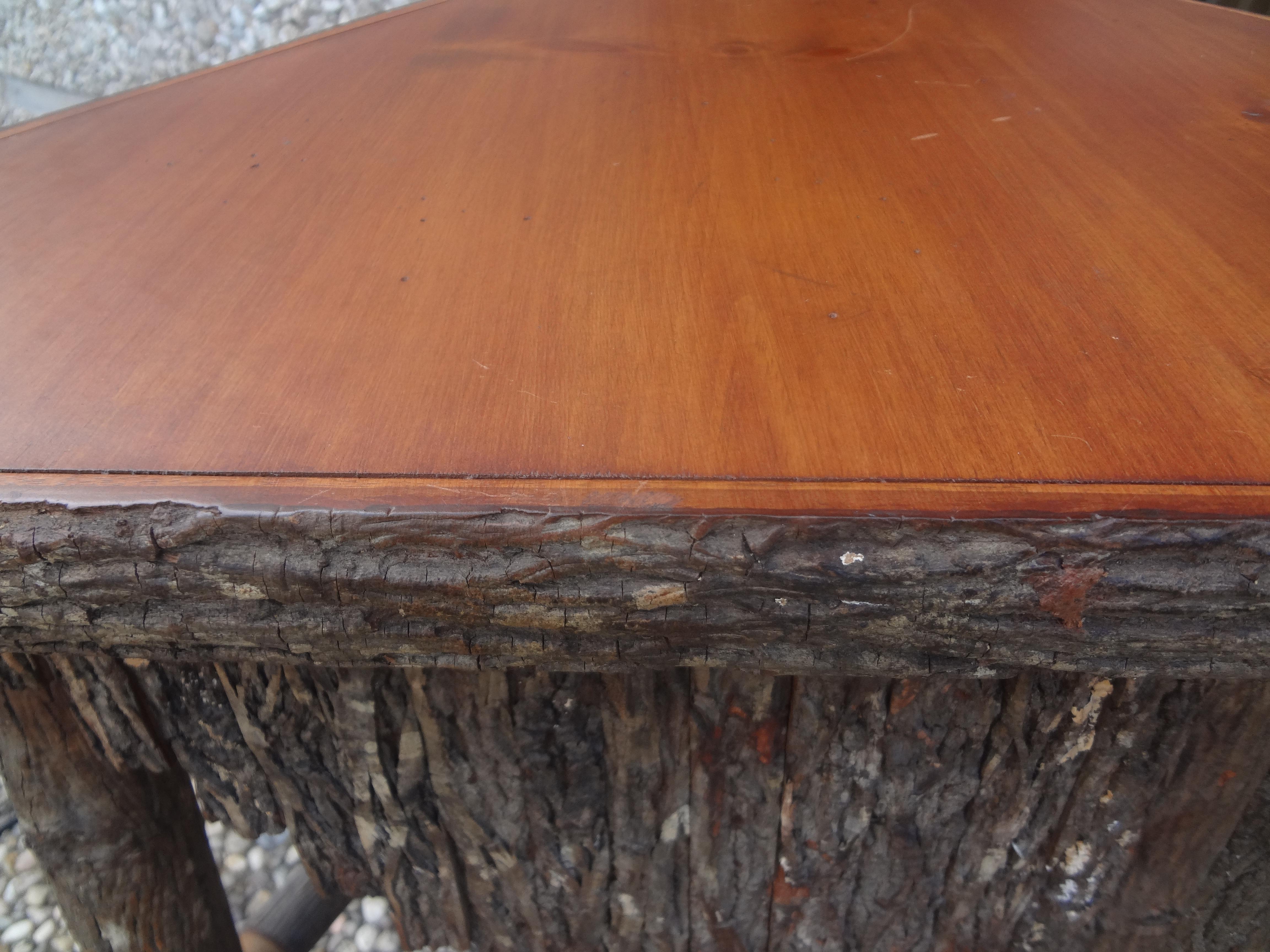 Vintage Rustic Log and Bark Table For Sale 3