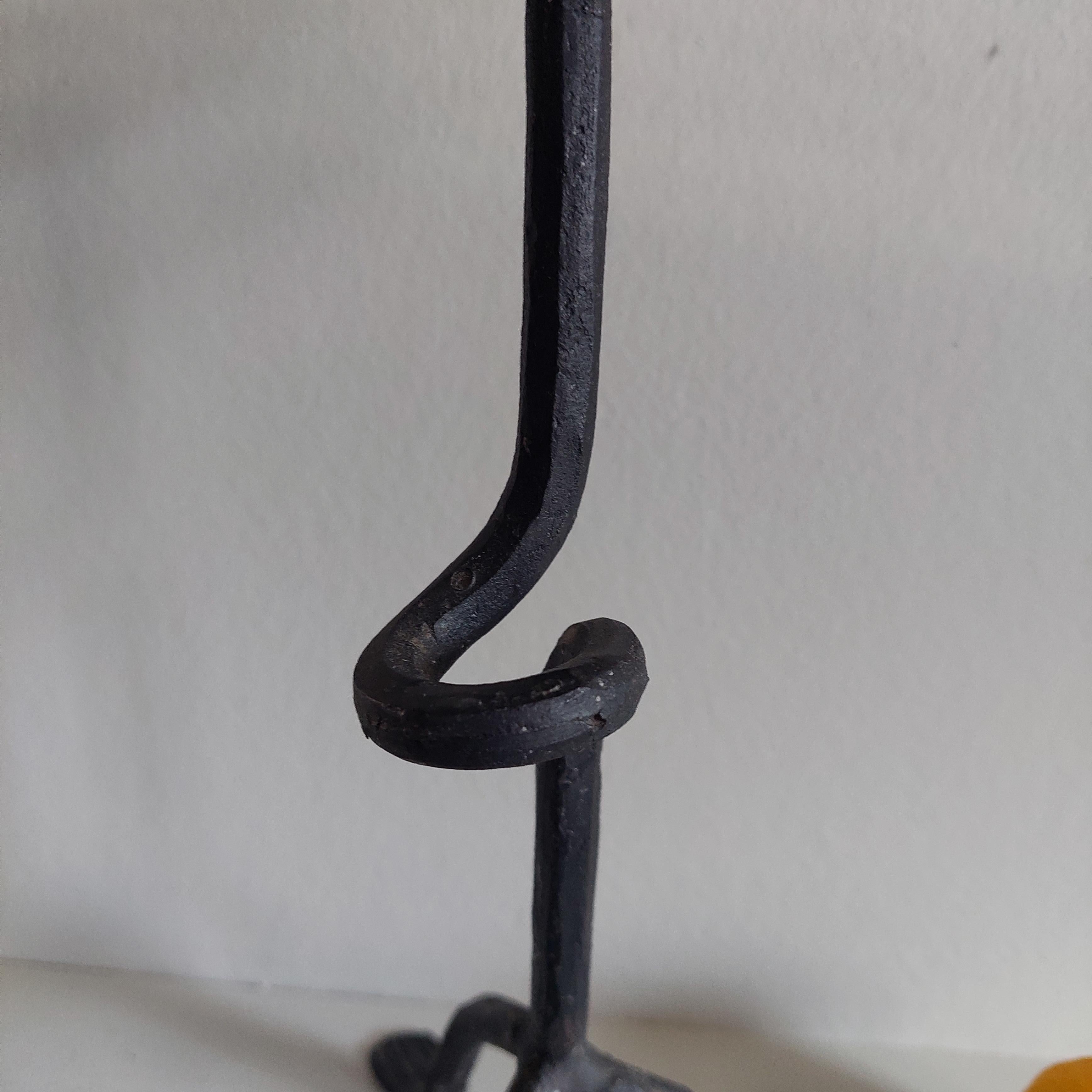 Vintage Rustic Loop Wrought Iron Tripod Candle Stick Holder Candlestick, 50s For Sale 4