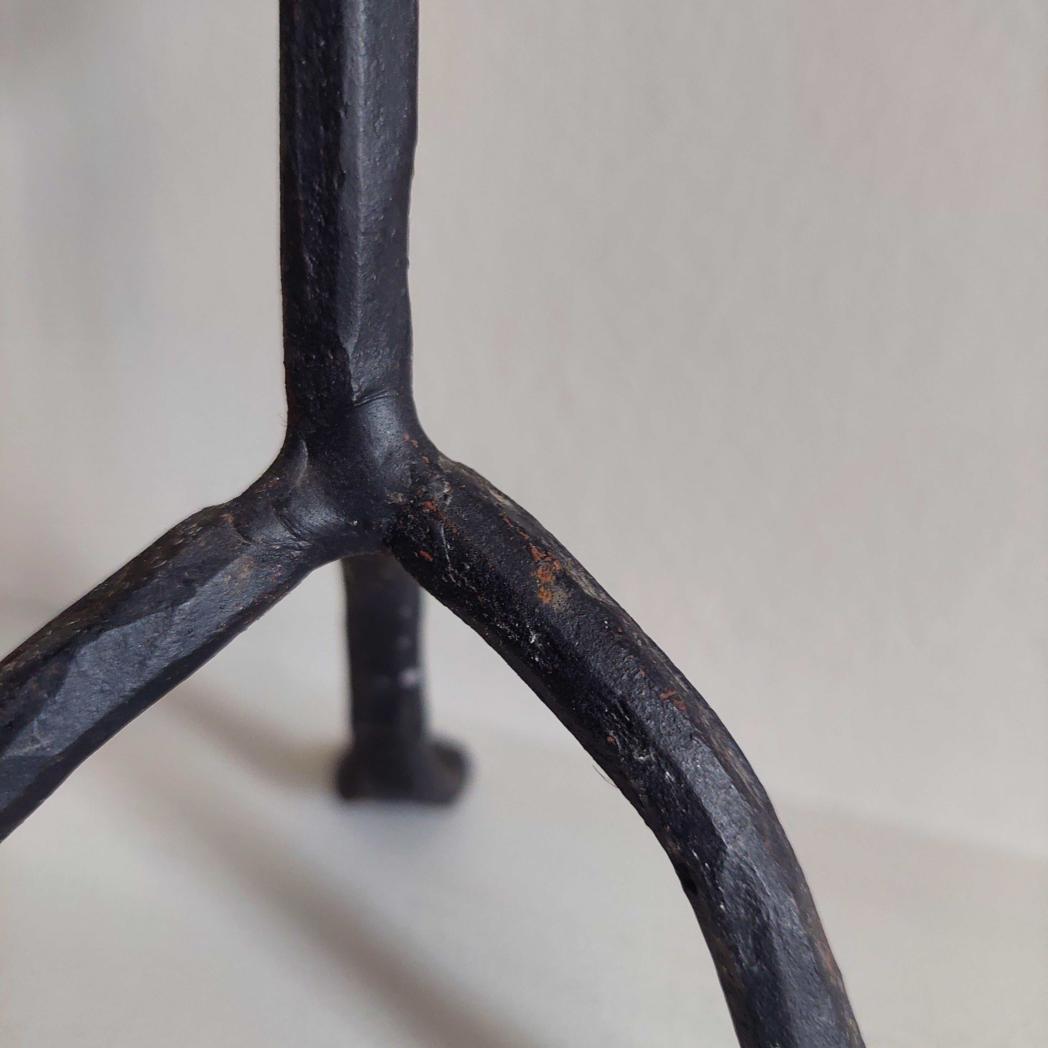 Vintage Rustic Loop Wrought Iron Tripod Candle Stick Holder Candlestick, 50s 6