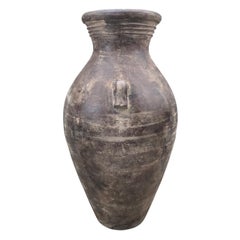 Vintage Rustic Mediterranean Terracotta Amphora Floor Vase