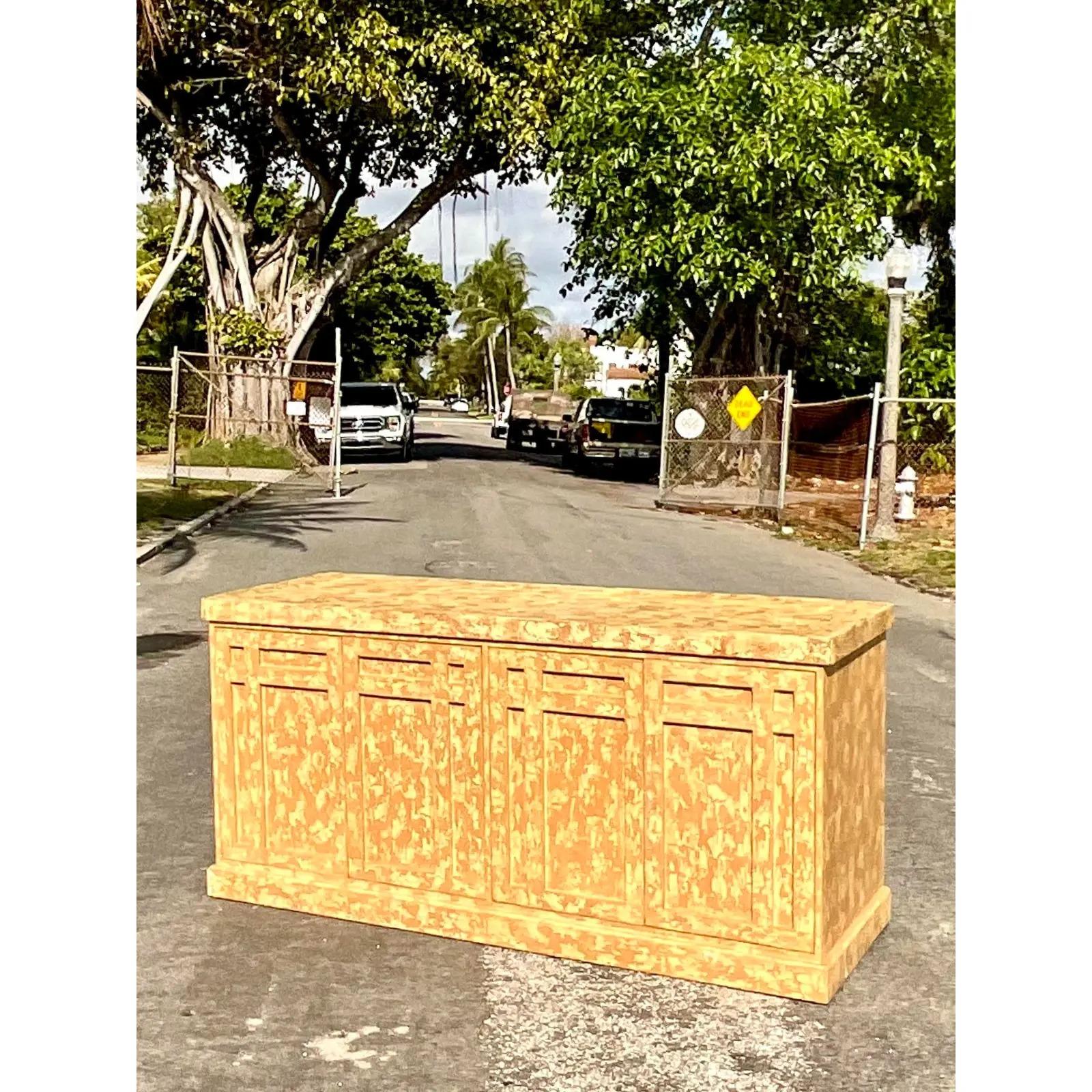 Vintage Rustic Millwork Distressed Credenza For Sale 4