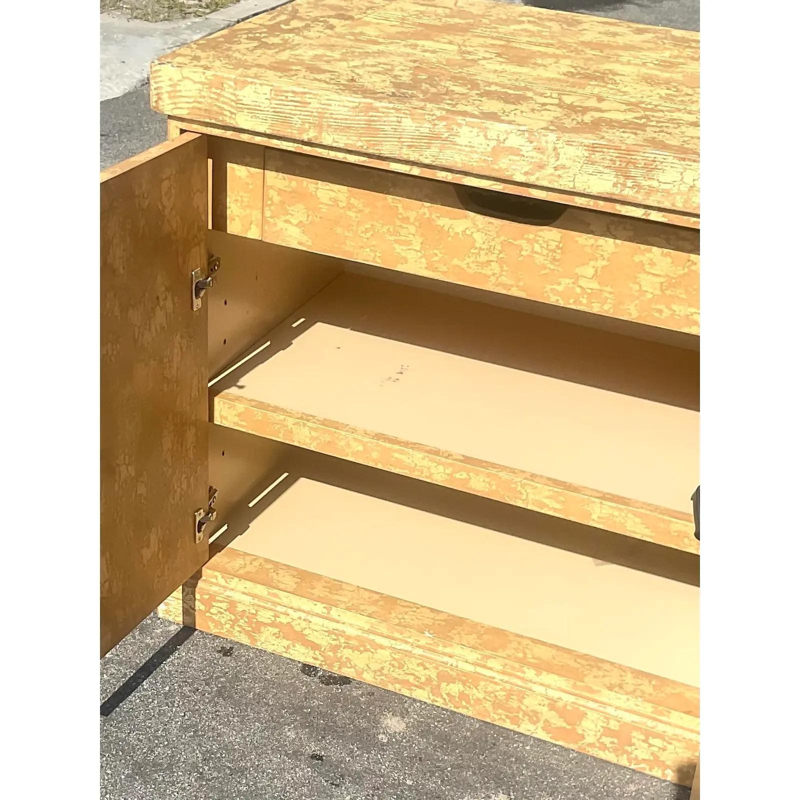 Vintage Rustic Millwork Distressed Credenza For Sale 5