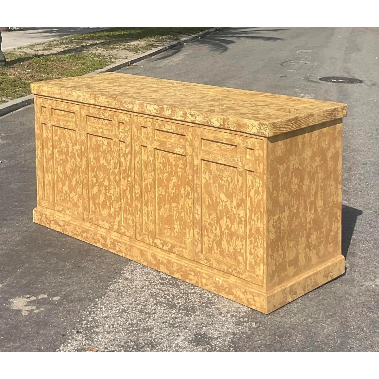 Vintage Rustic Millwork Distressed Credenza For Sale 6