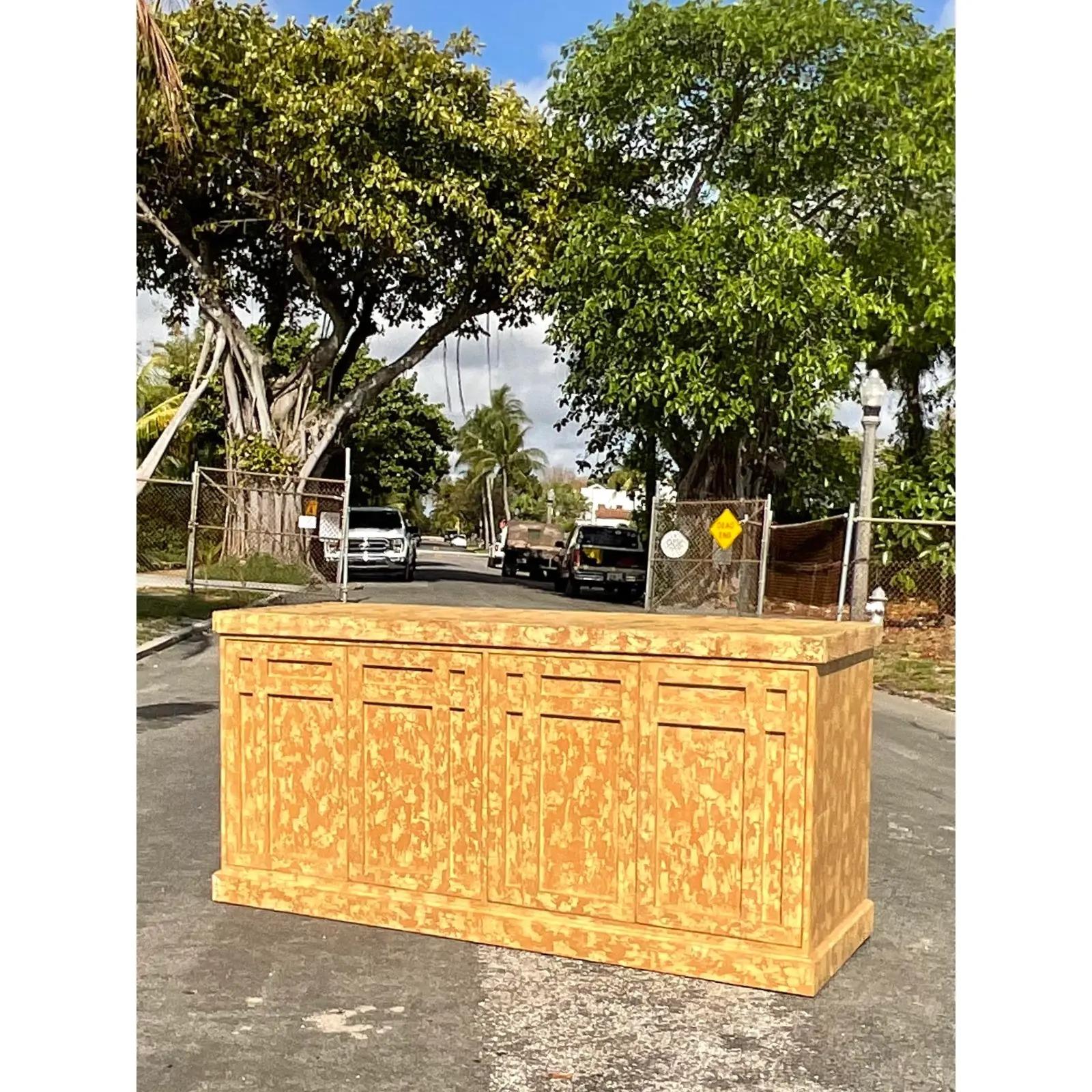 North American Vintage Rustic Millwork Distressed Credenza For Sale