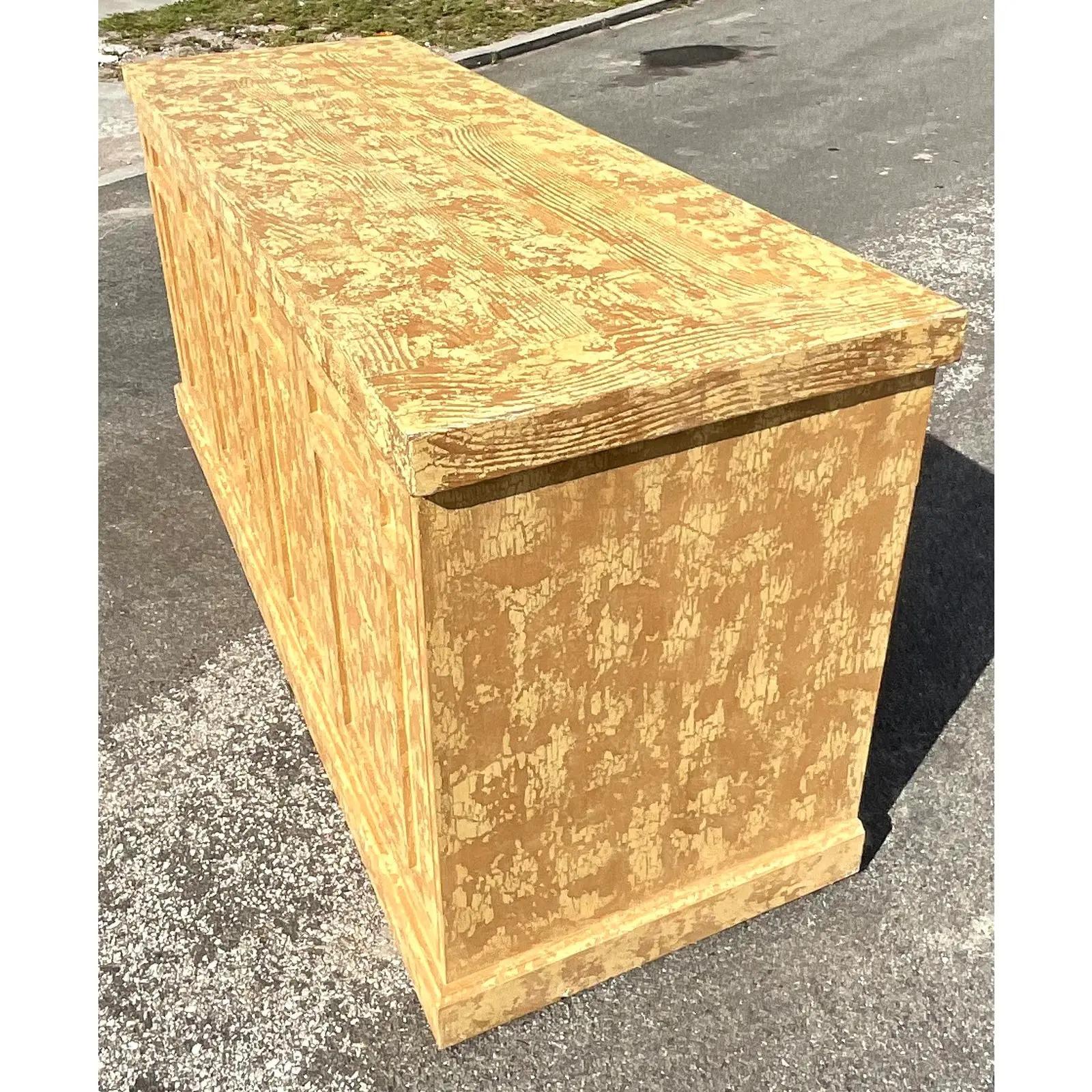 Vintage Rustic Millwork Distressed Credenza In Good Condition For Sale In West Palm Beach, FL