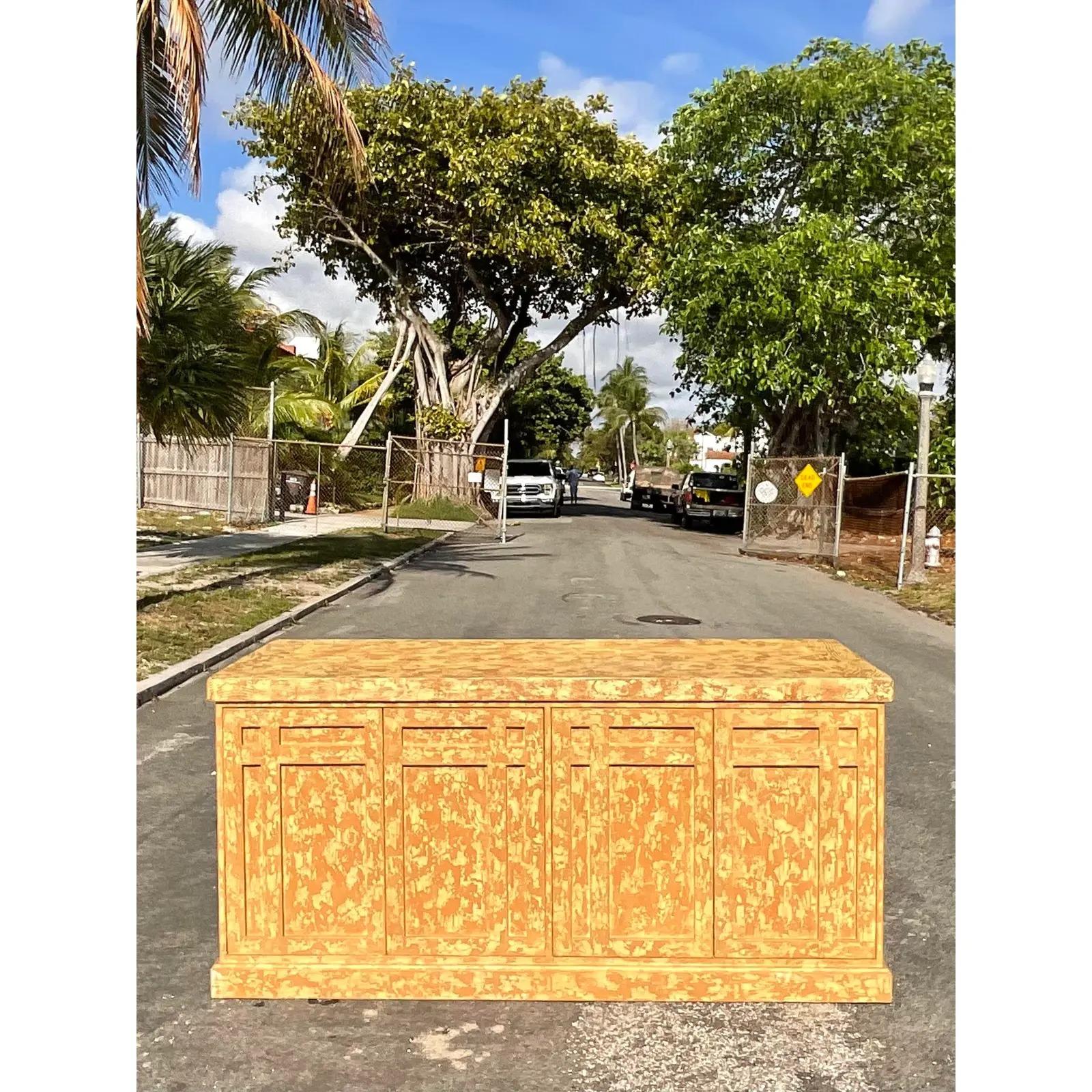 Wood Vintage Rustic Millwork Distressed Credenza For Sale