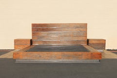 Vintage Rustic Modern King Size Bedroom Set Solid Wood & Chrome Bedroom Set