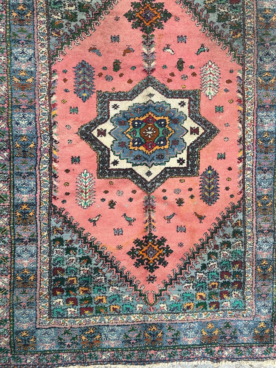 Tribale Tappeto Rabat rustico marocchino vintage in vendita