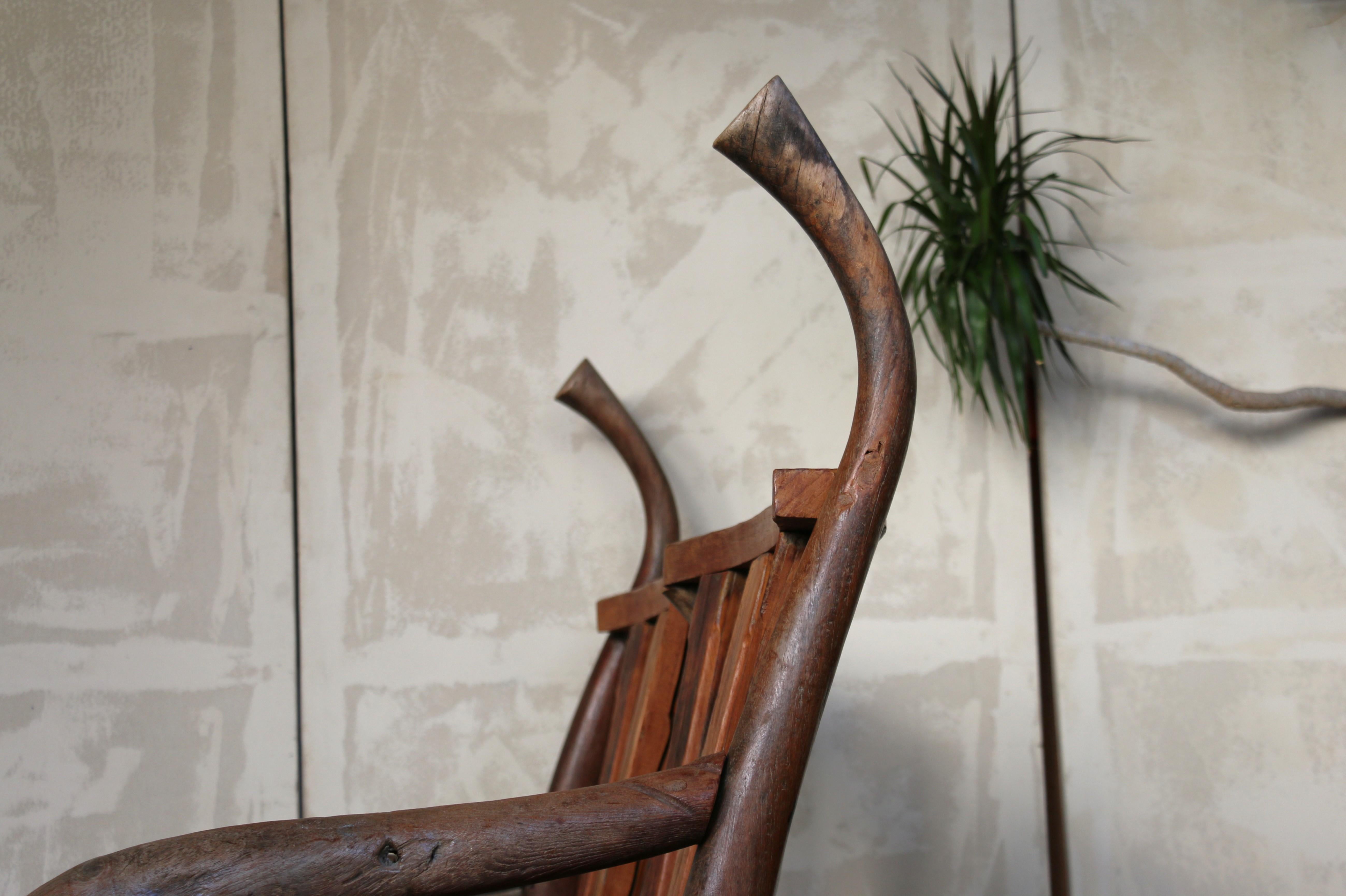 Banc rustique vintage en bois pour l'extérieur en vente 5