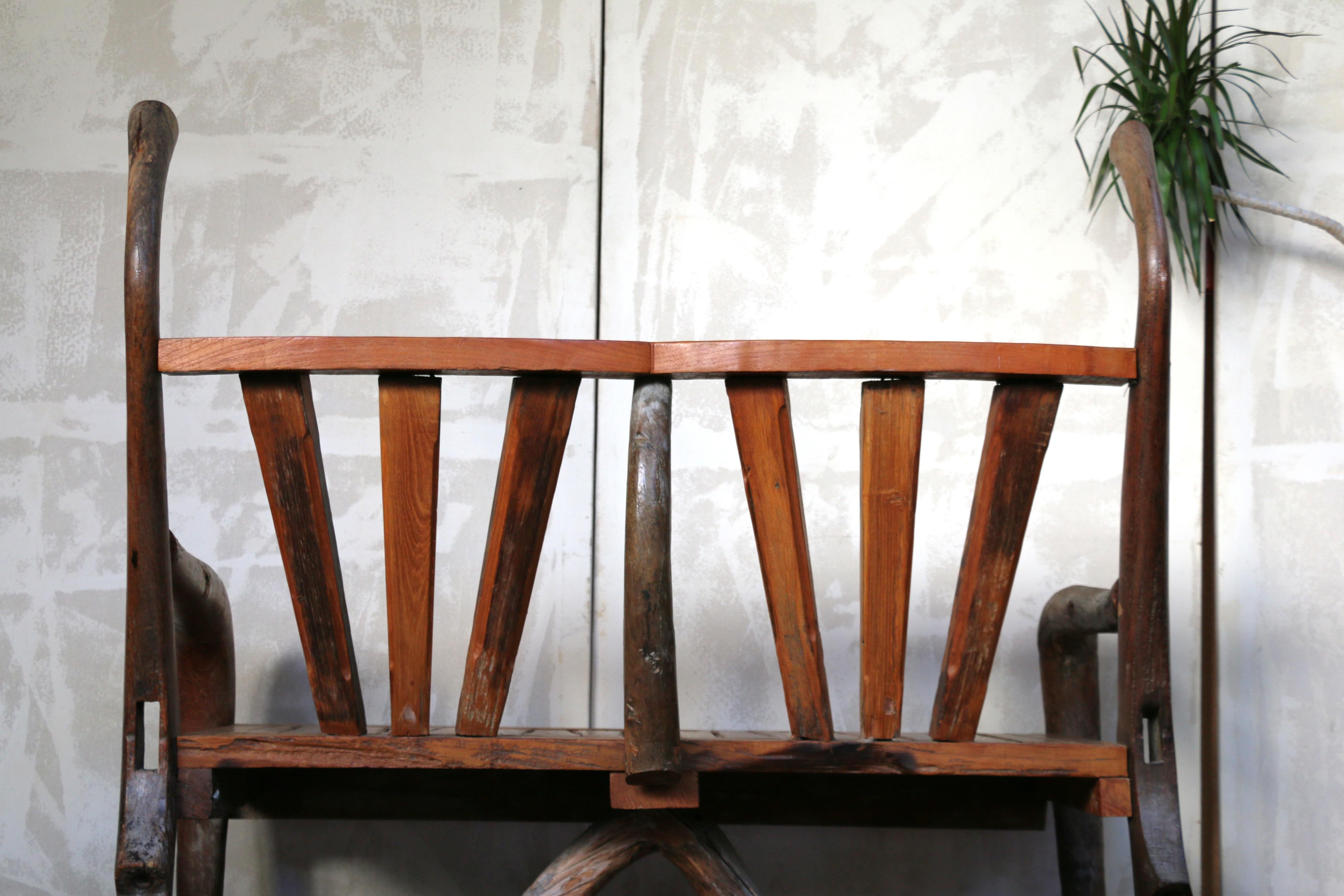 Bois Banc rustique vintage en bois pour l'extérieur en vente