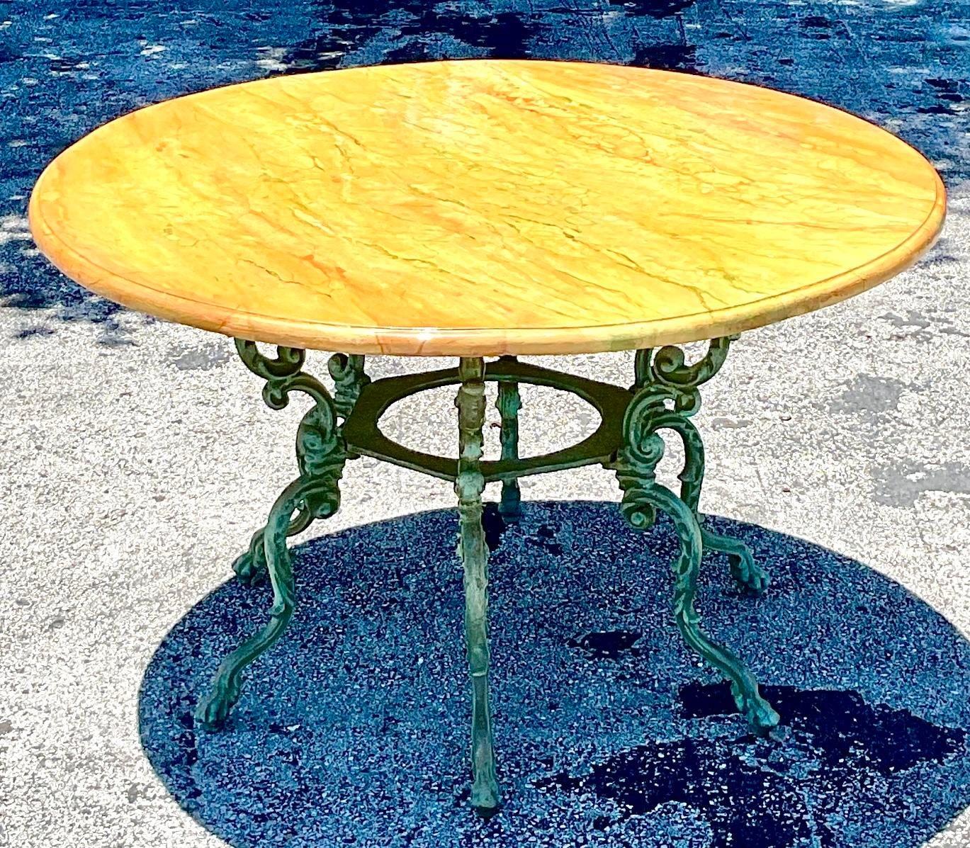 American Vintage Rustic Patinated Outdoor Dining Table For Sale