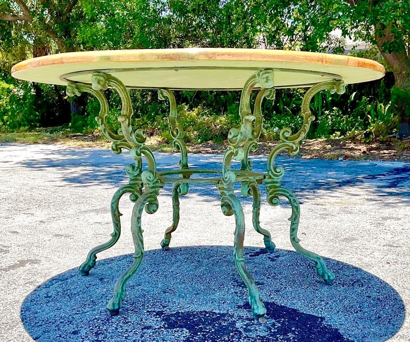20th Century Vintage Rustic Patinated Outdoor Dining Table For Sale