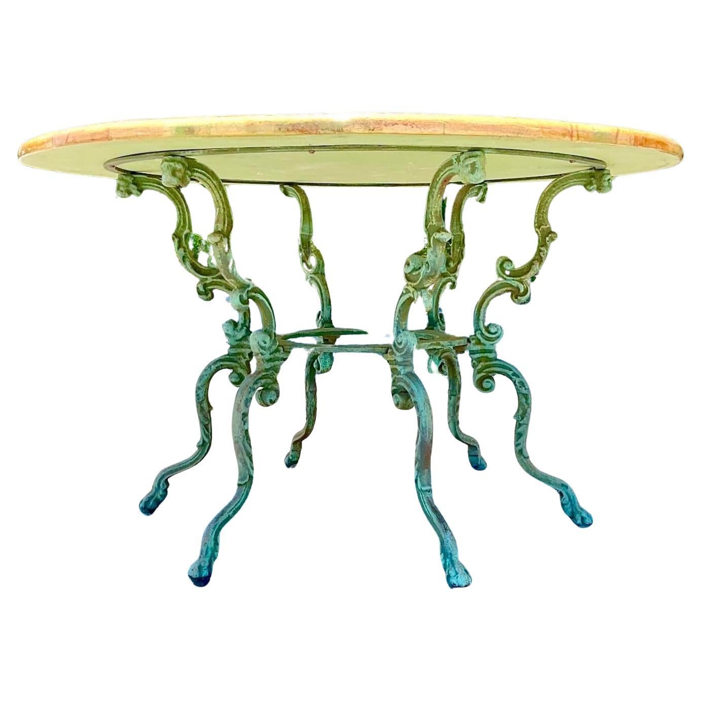 Vintage Rustic Patinated Outdoor Dining Table For Sale