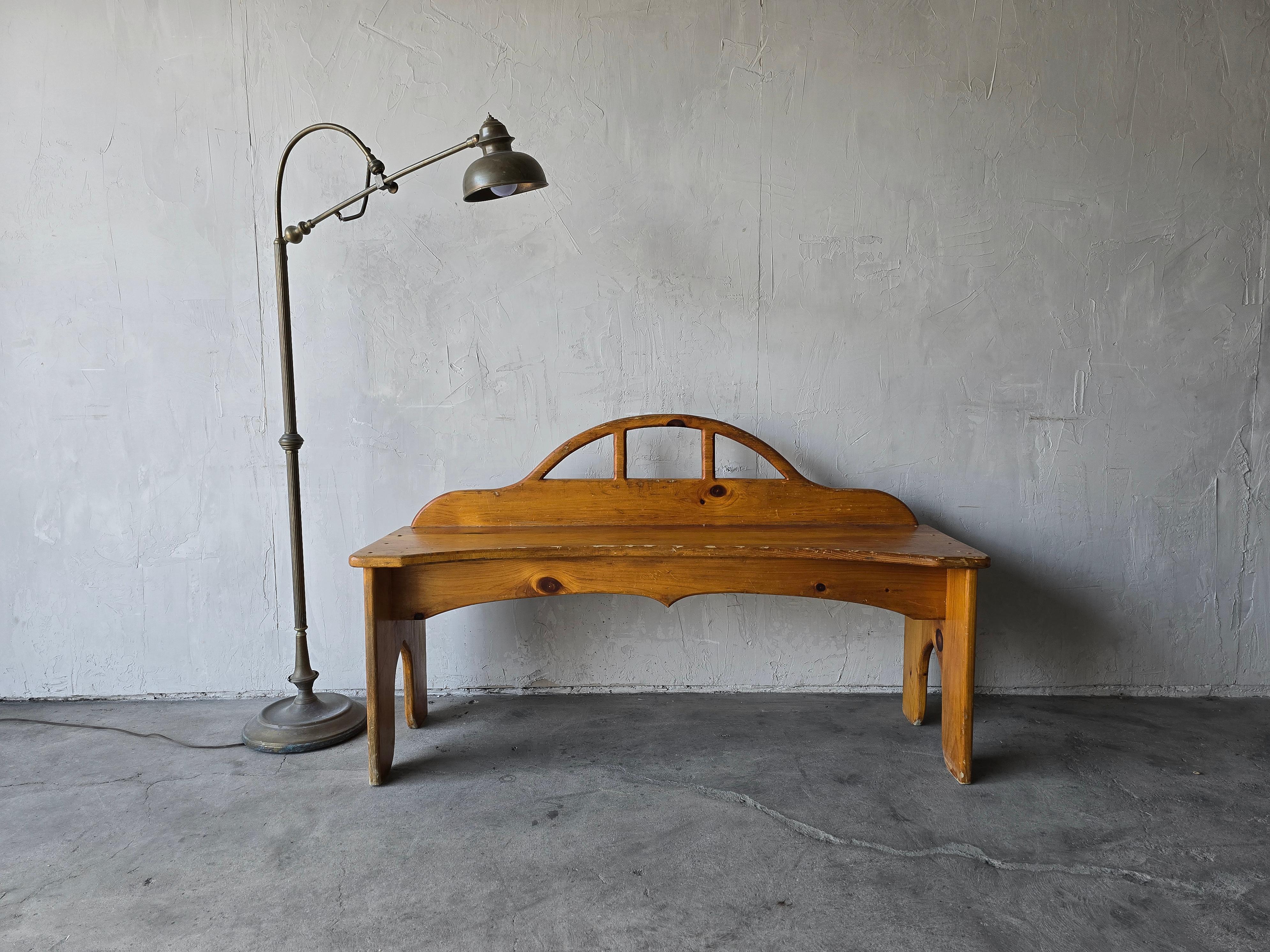 Minimalist Vintage Rustic Pine Bench For Sale