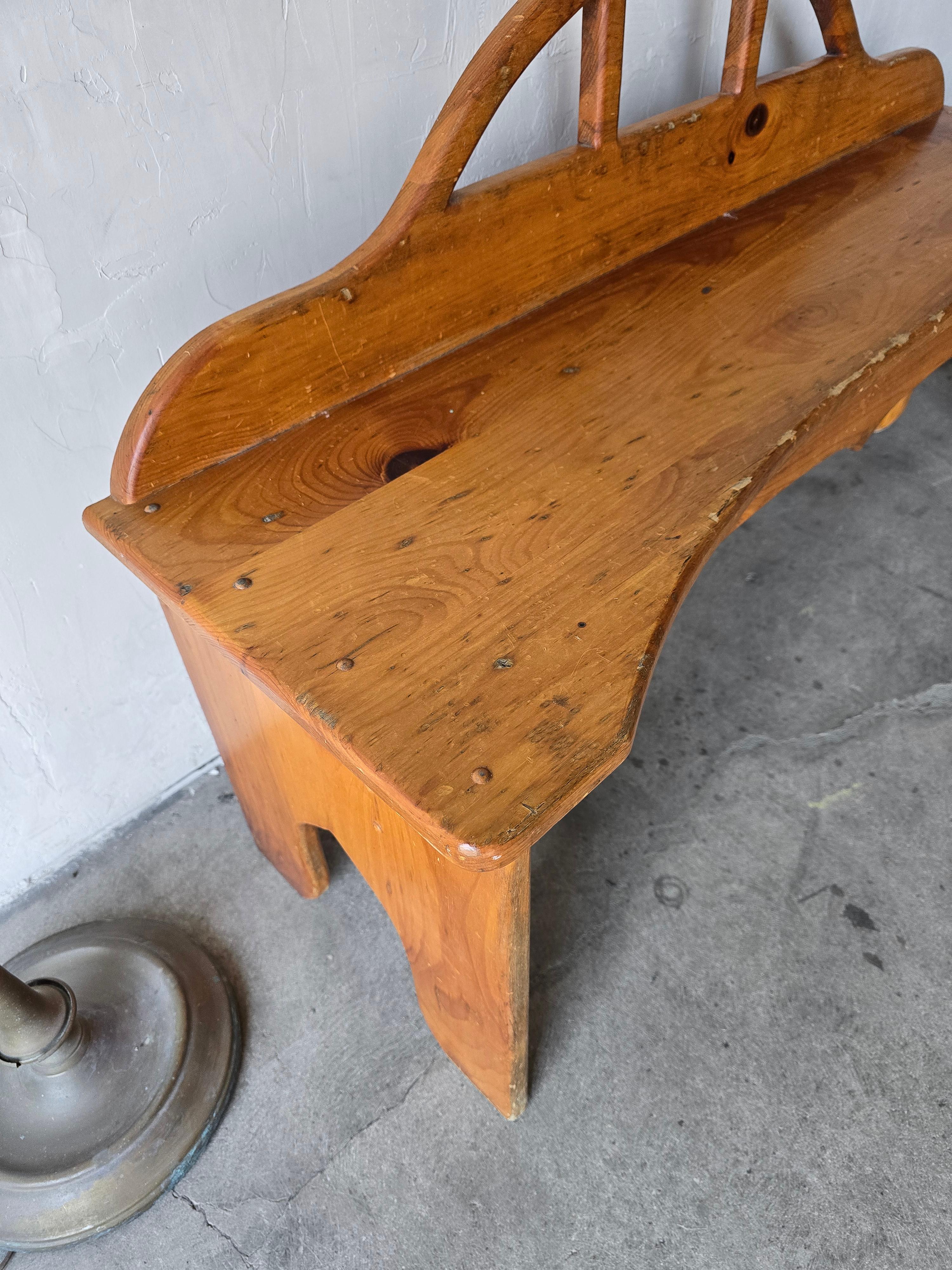 Vintage Rustic Pine Bench For Sale 2